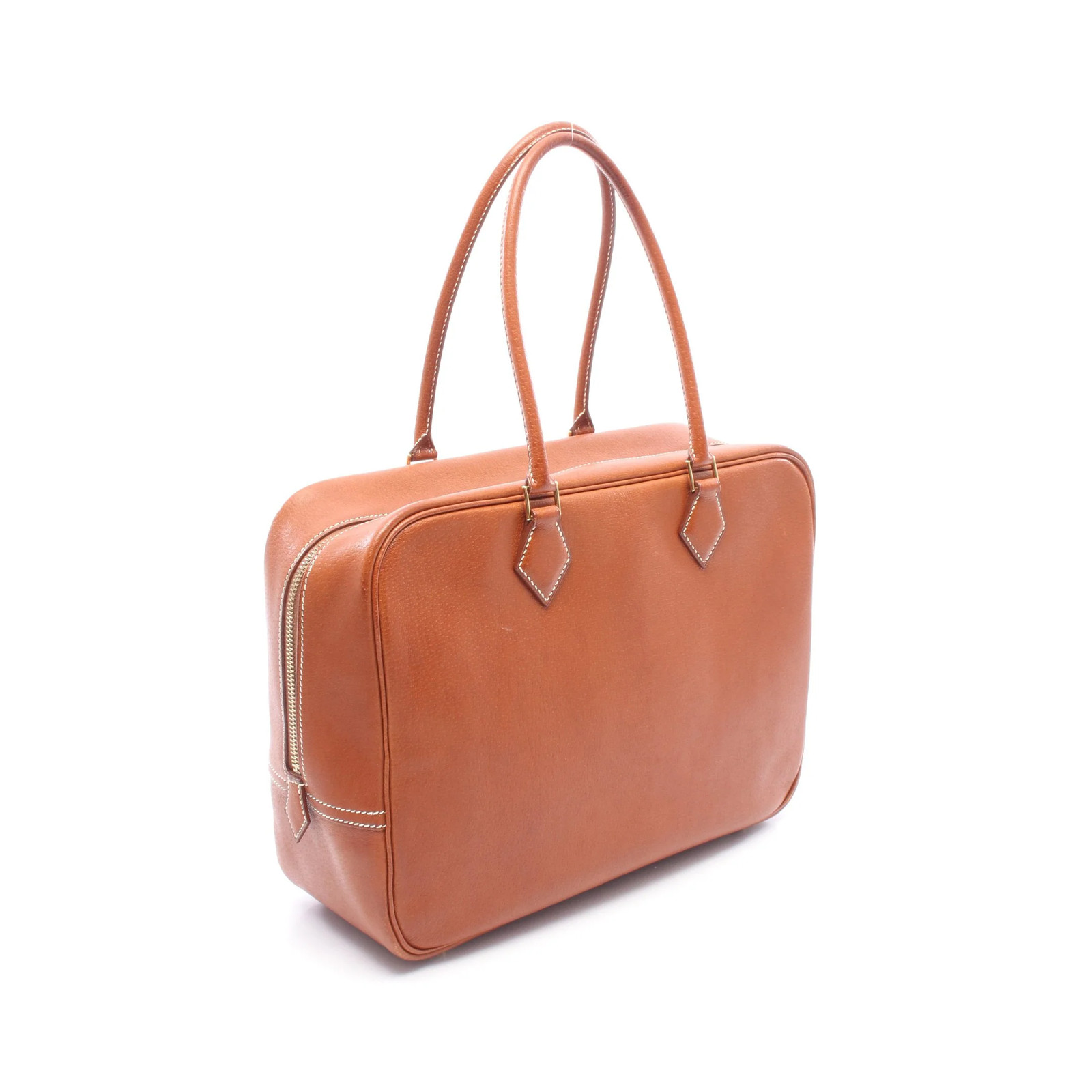 Hermes Plume Handbag Brown Leather Square E #RCB13245