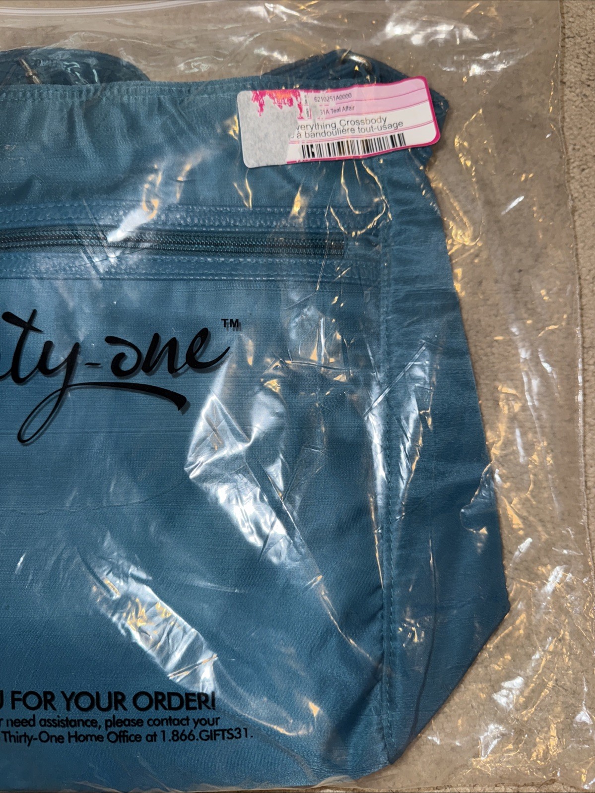 Thirty-One Everything Crossbody Teal Affair Purse Bag New With Adjustable Strap