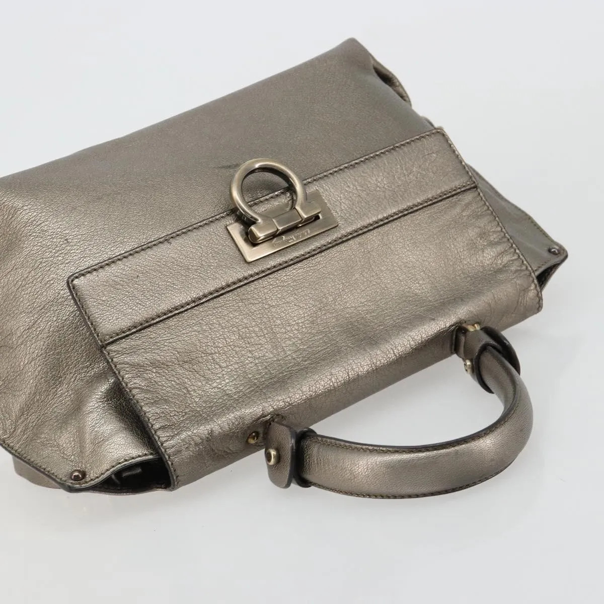 Salvatore Ferragamo Sofia Satchel Leather Silver Handbag