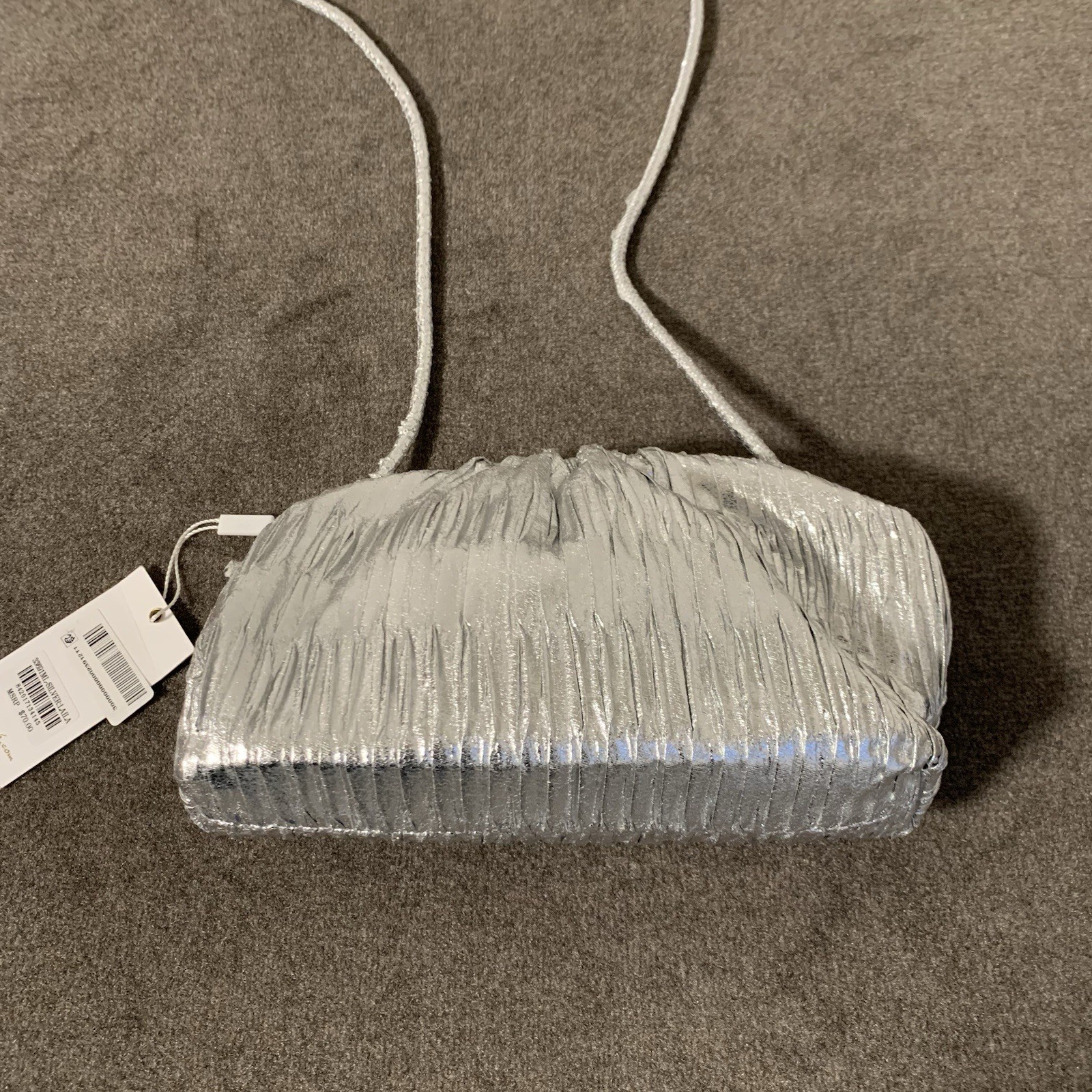 Moda Luxe Laila Crossbody Bag Silver Metallic Magnetic Frame Closure