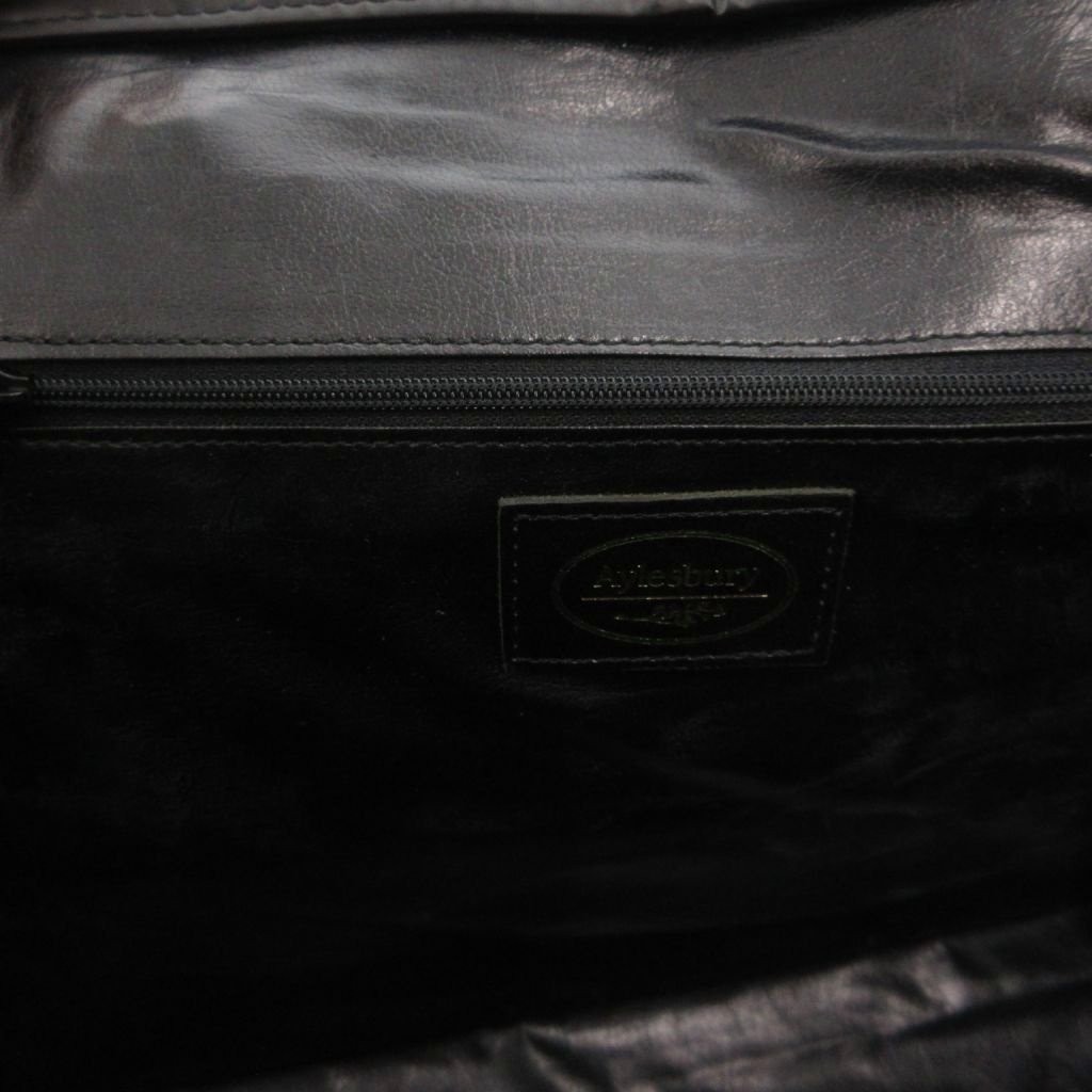Aylesbury Ladies Black Leather 2Way Shoulder Handbag with Emblem AB Condition