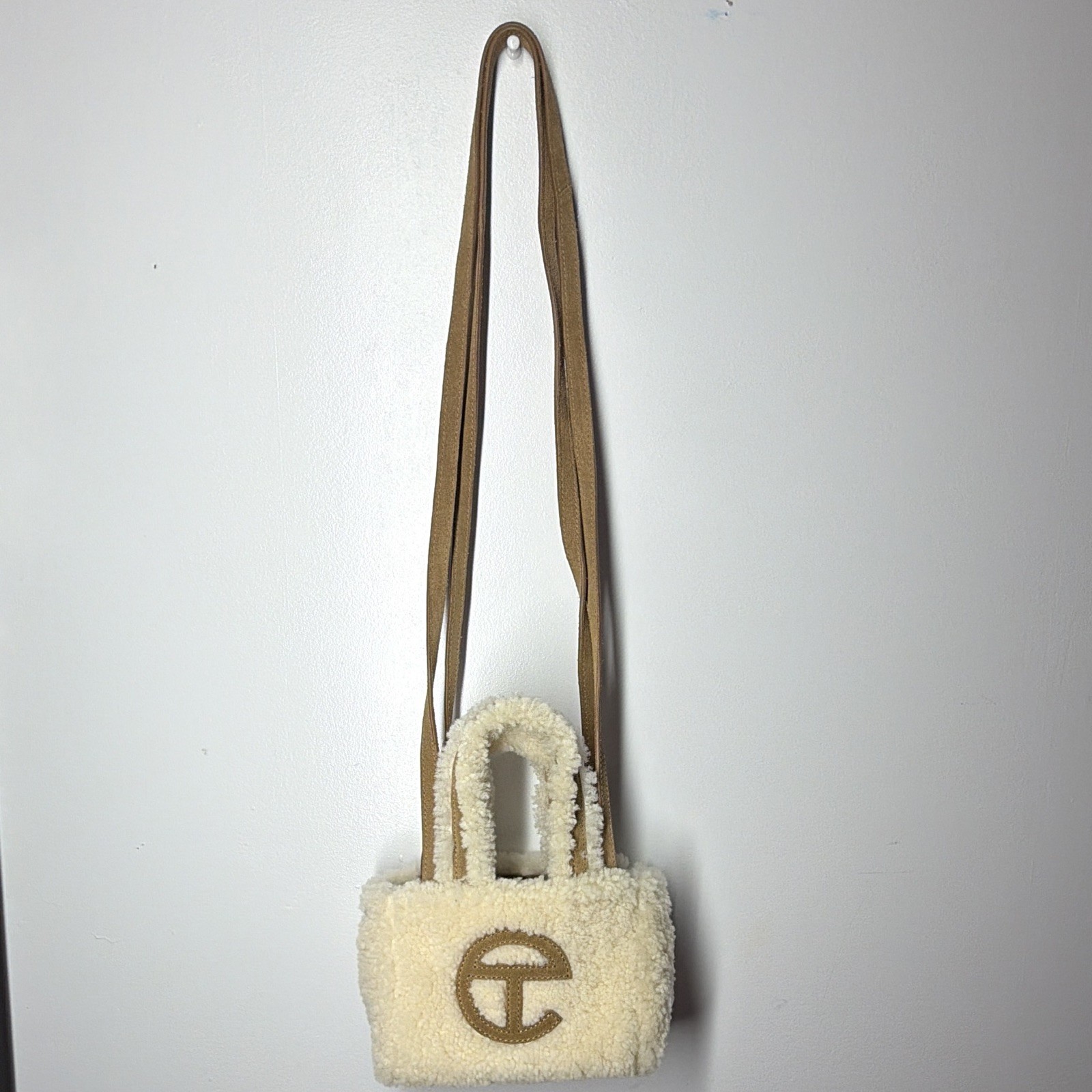 UGG x Telfar Mini Crossbody Bag, Lined, Magnetic Closure, Cream/Brown
