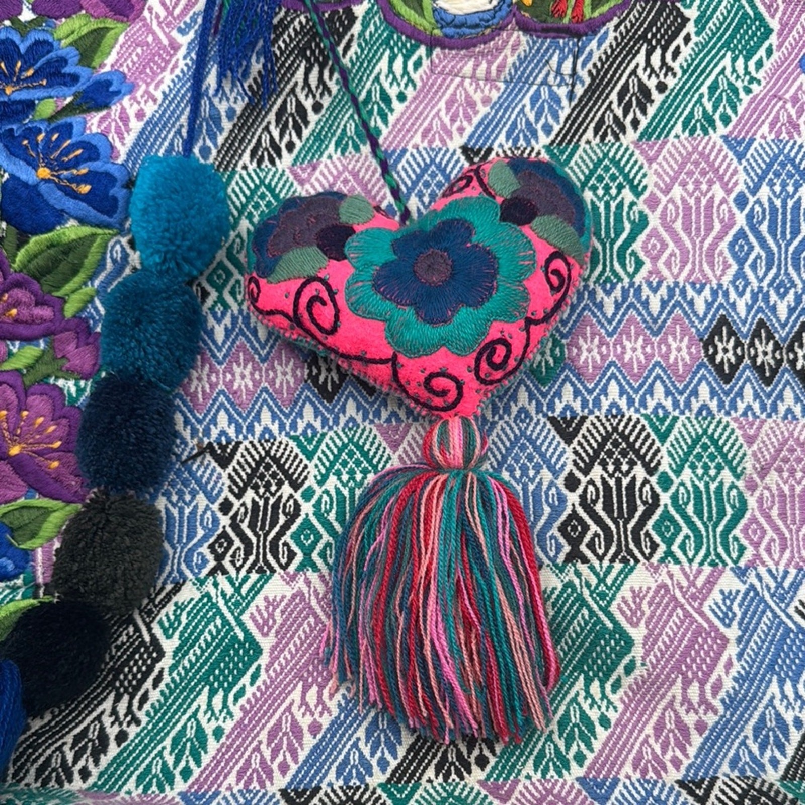 Colorful Floral Embroidered Tote Bag