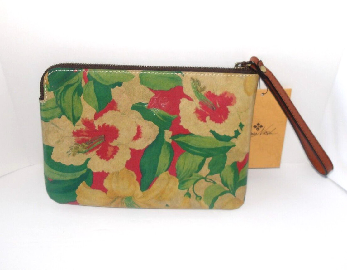 NEW Patricia Nash Cassini Leather Wristlet Spring Lily Floral Multicolor w/ Tag