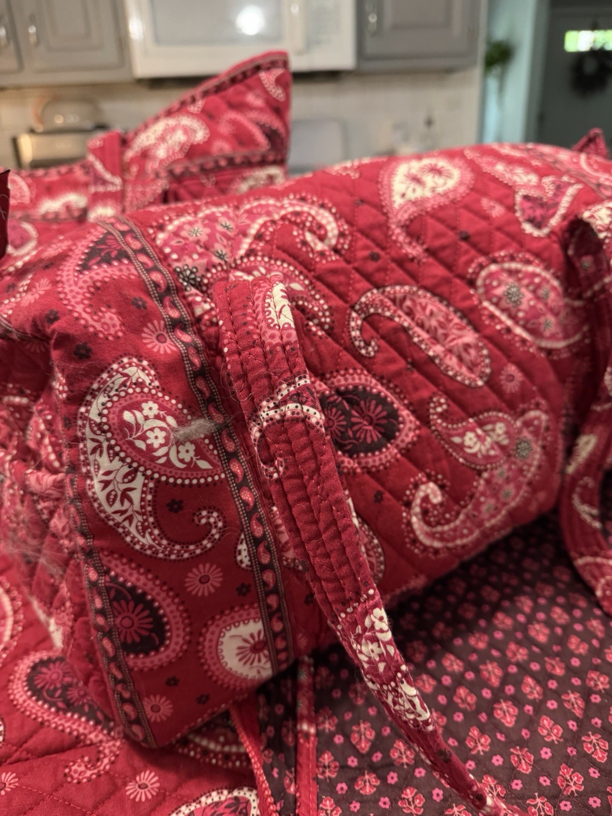 Vera Bradley Large Paisley Duffle & Tote Set Zip Lined Inner Pockets w/ Pouch