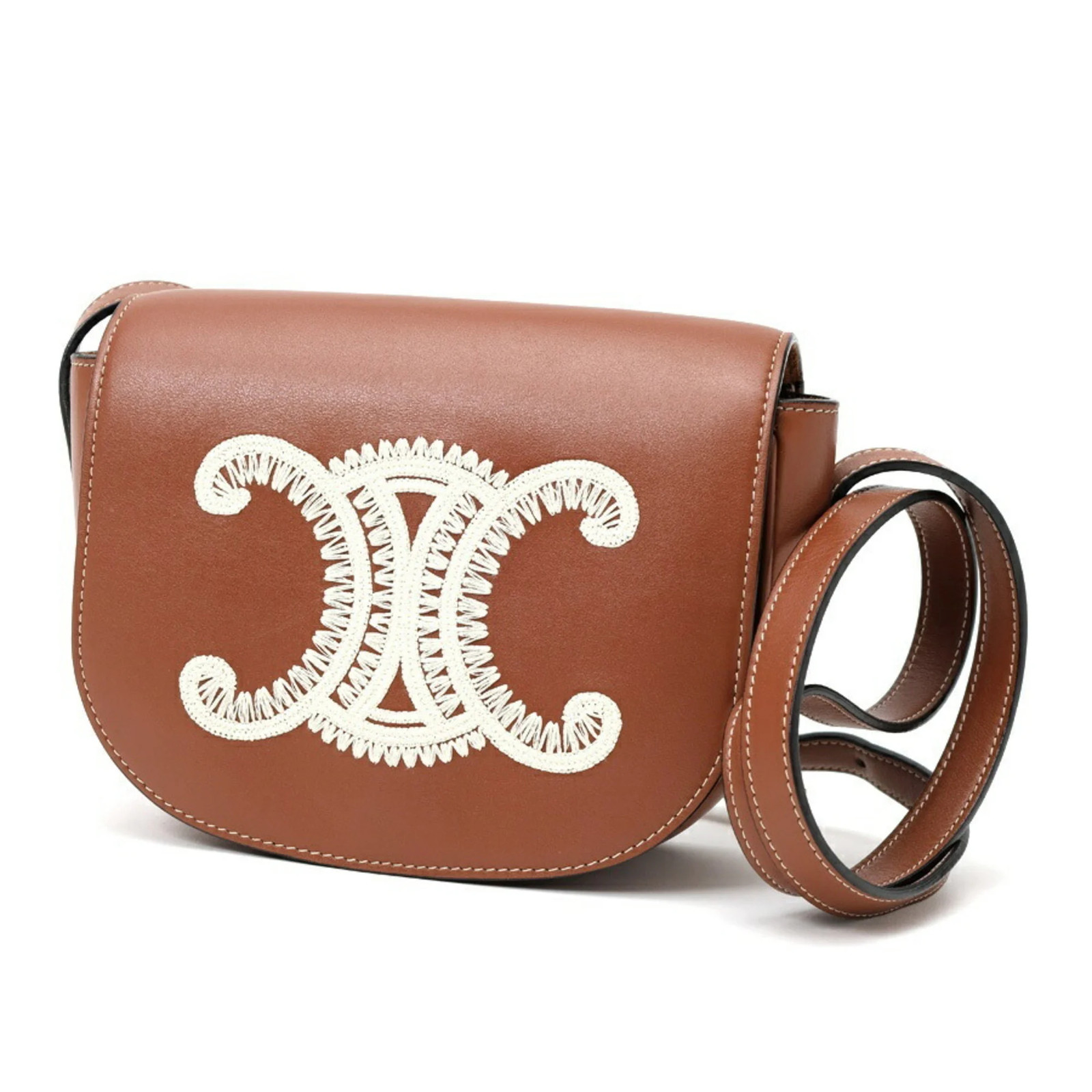 Celine Folco Cuir Triomphe Shoulder Bag 19826, Smooth Calfskin, Tan GZl1jbh6