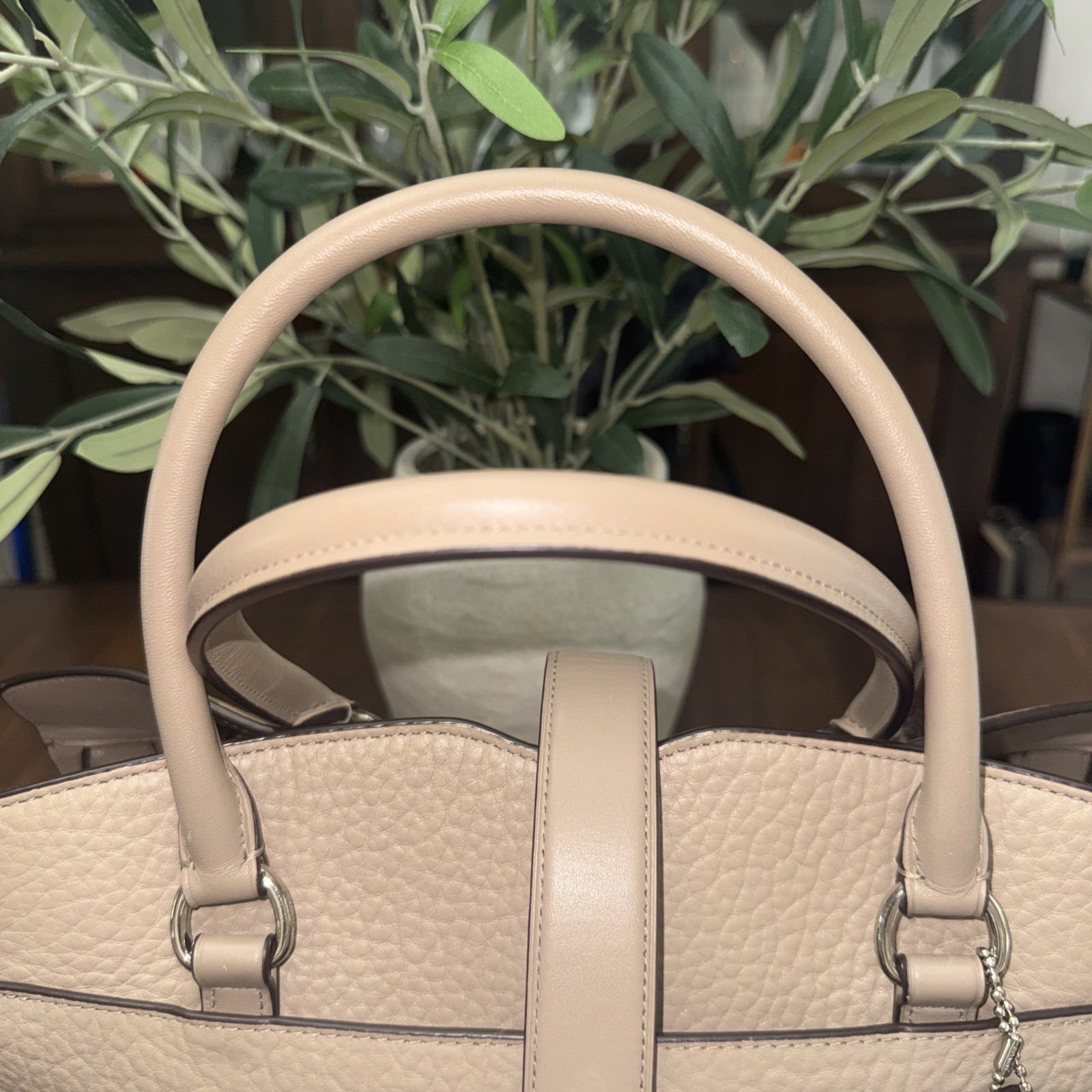Coach F37575 Mercer 30 In Stone Soft Grain Leather Convertible Satchel