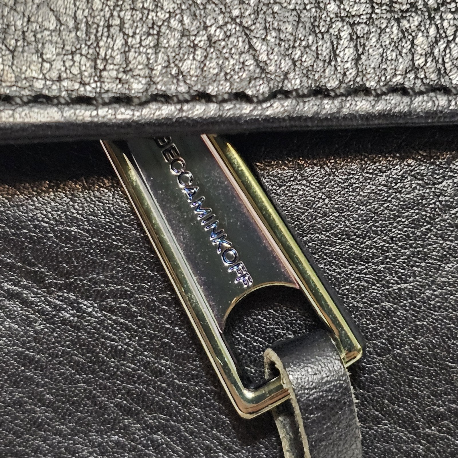 Rebecca Minkoff Mini MAC Crossbody Bag Black Leather Oil Slick Rainbow Hardware