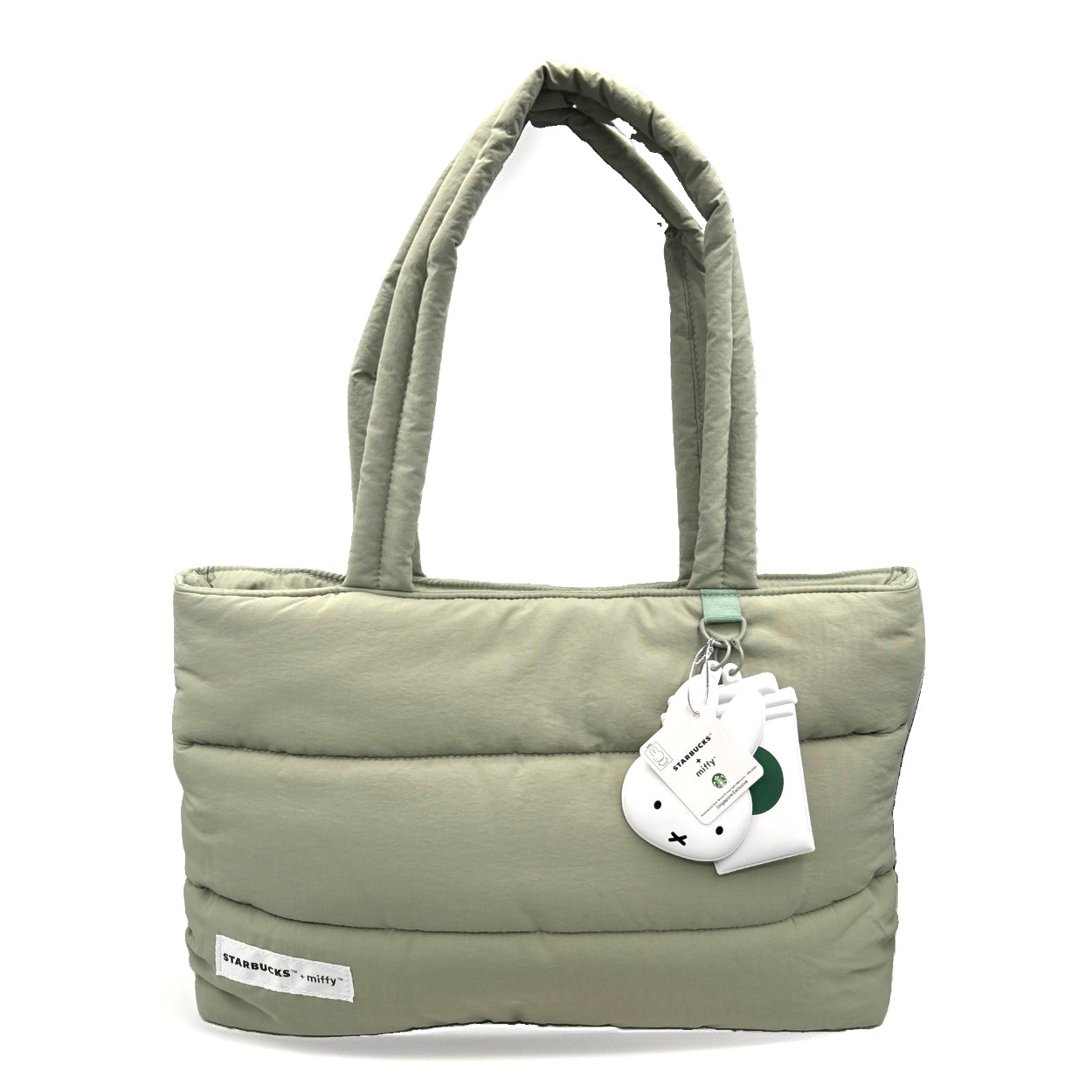 Starbucks x Miffy Collaboration Puffer Tote Bag Sage Green Limited Exclusive NIP
