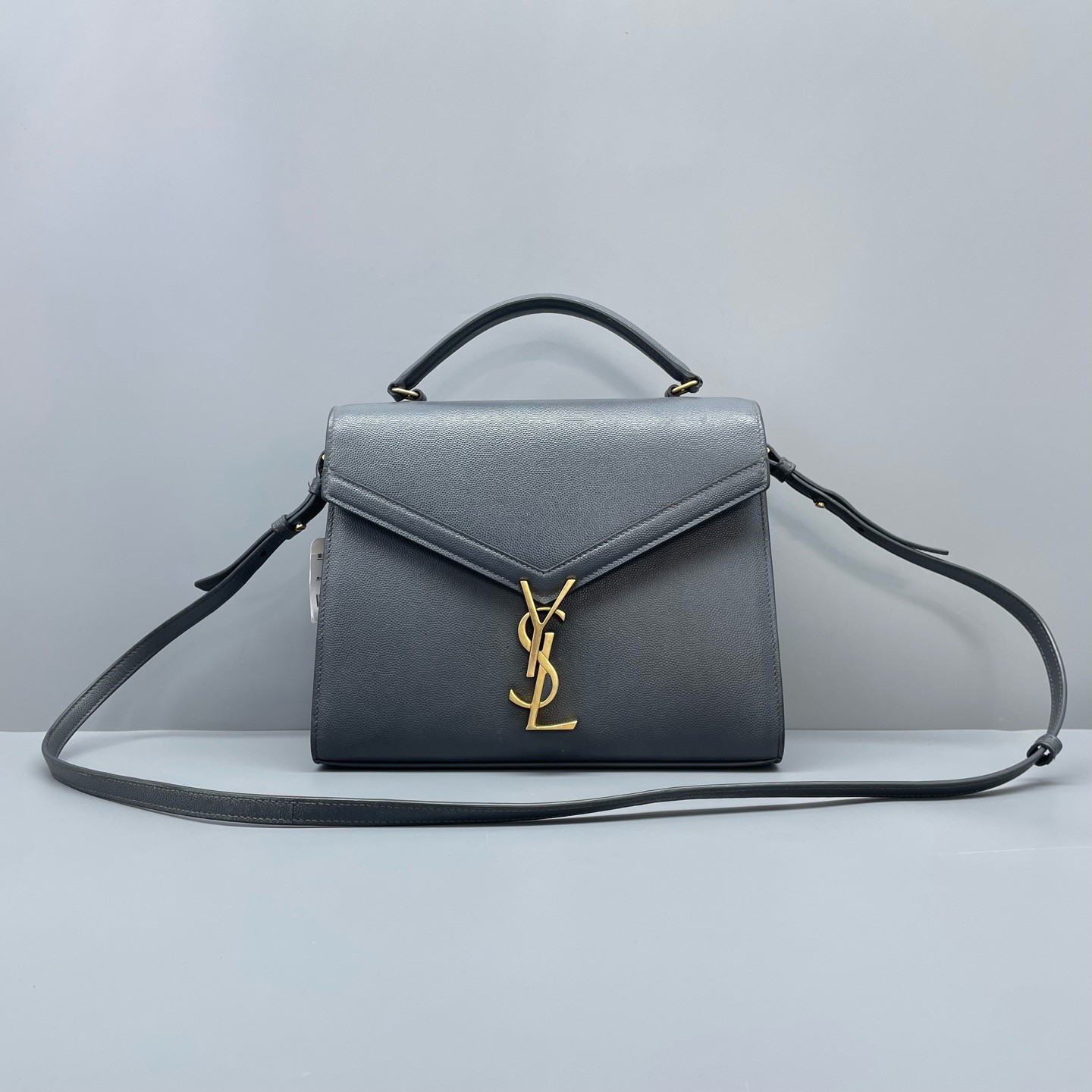 Saint Laurent Cassandra Medium Grain cowhide crossbody bag gray Authenticity