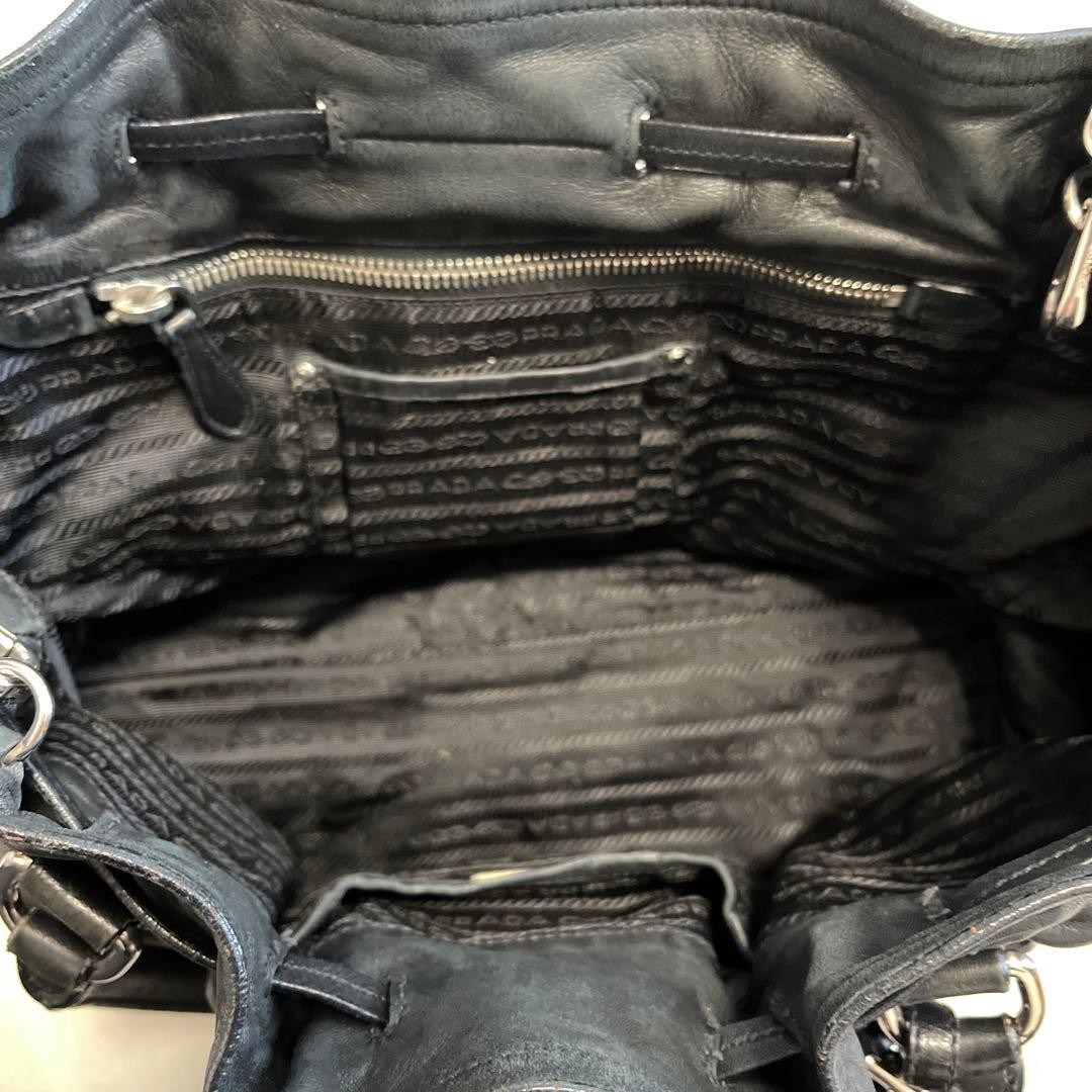 PRADA Nappa Leather Tote Bag Black 34cm x 28cm x 15cm Damaged, Leather Bag Authe