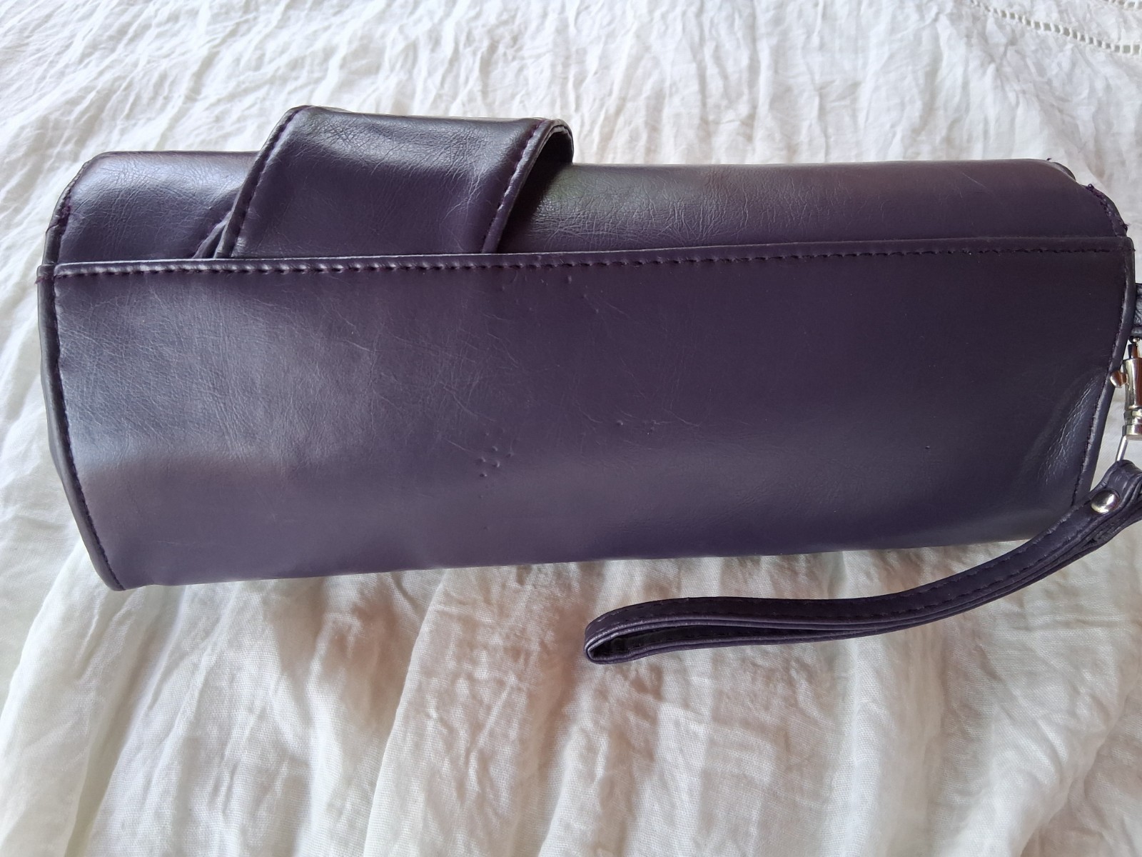 Fashion Express Deep Purple Faux Leather Bow Clutch Bag Evening Purse Envelope