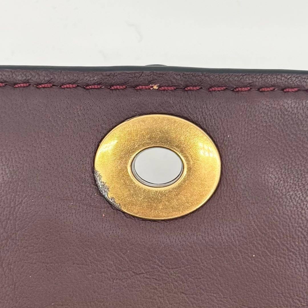 Coach Shoulder Bag Dinky T Roses Leather 10510 Chain