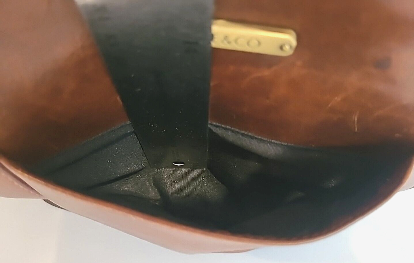 Stone & Company Leather Purse Shoulder Bag 2 Tone Brown Double Handle W/ Pockets
