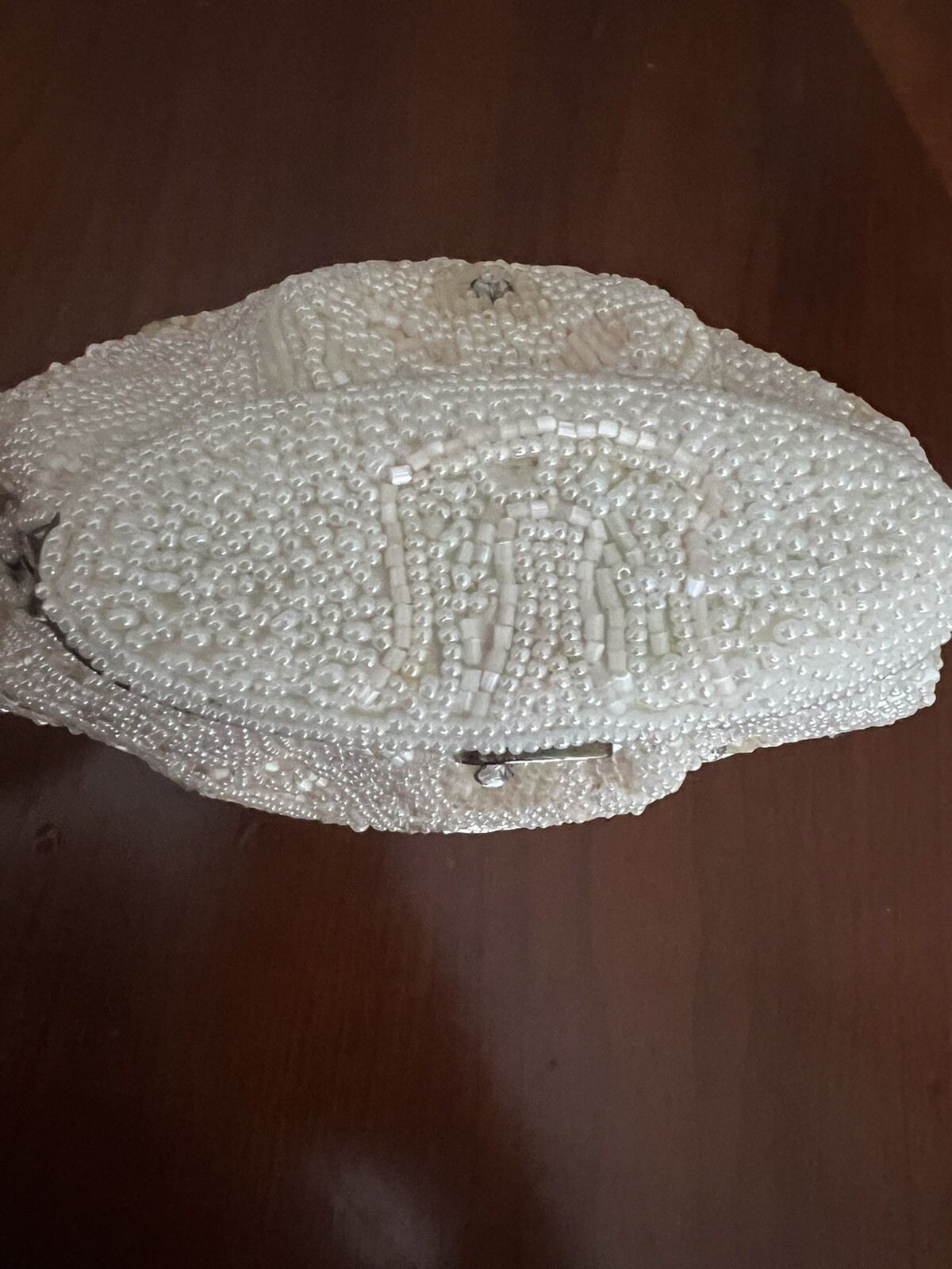 VINTAGE La Regale Handmade Ivory Beaded Evening Purse Shoulder Bag