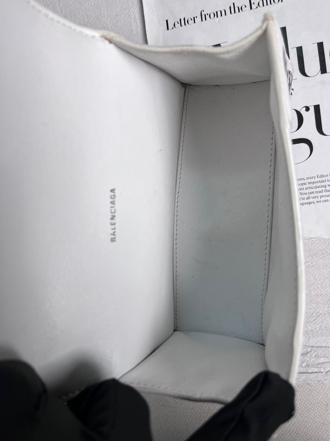 AUTH Balenciaga Hourglass XS White Graffiti Print Leather Top Handle Bag