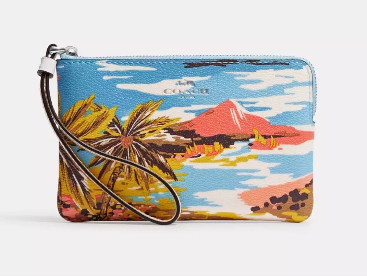 COACH Corner Zip Wristlet Hawaiian Print