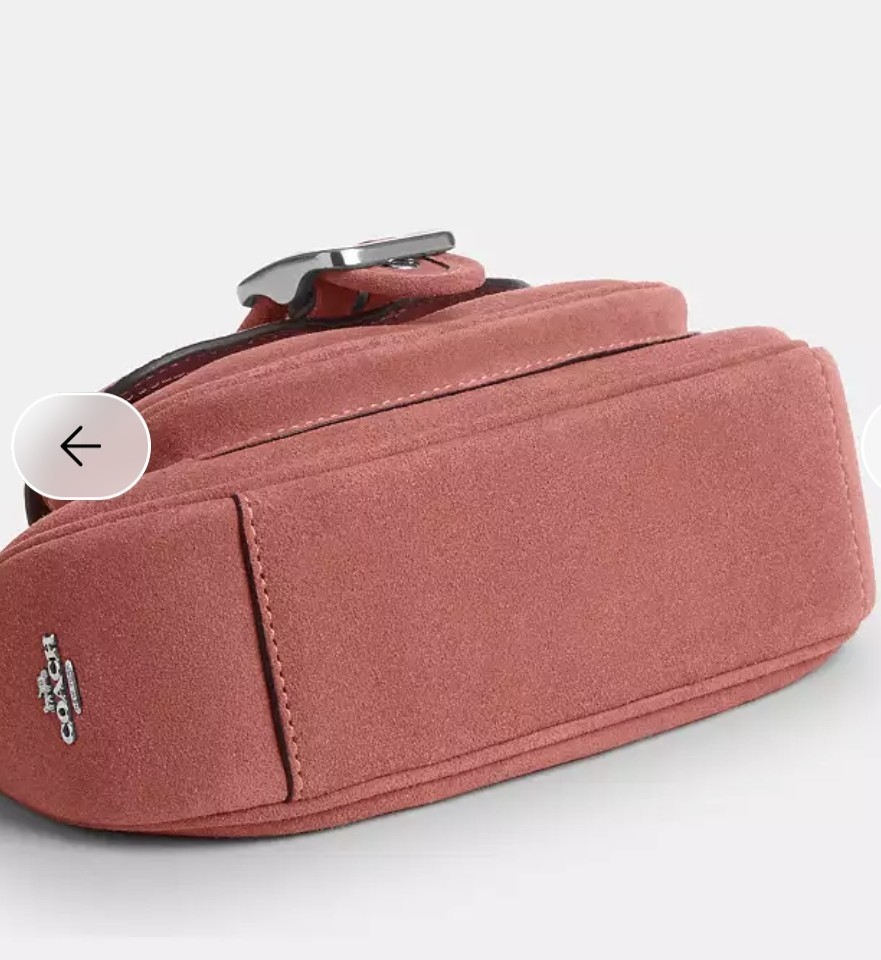 Coach Pink/Salmon Ashton Mini Suede Shoulder/ Crossbody, Silver 2025 CDB12, NWOT
