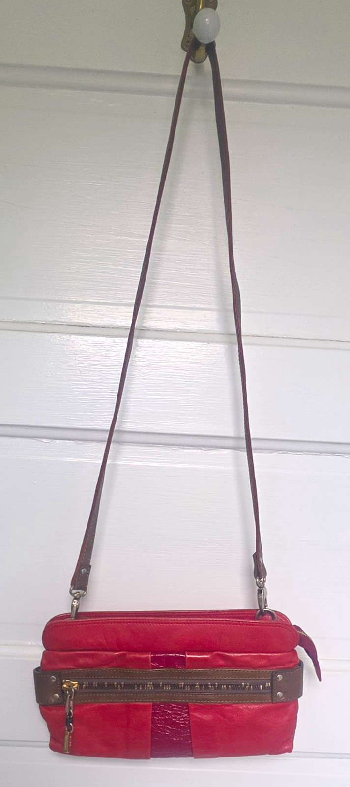 See by Chloé Red Small Crossbody Bag Brown Detachable Strap Zip Gold/Silver HW