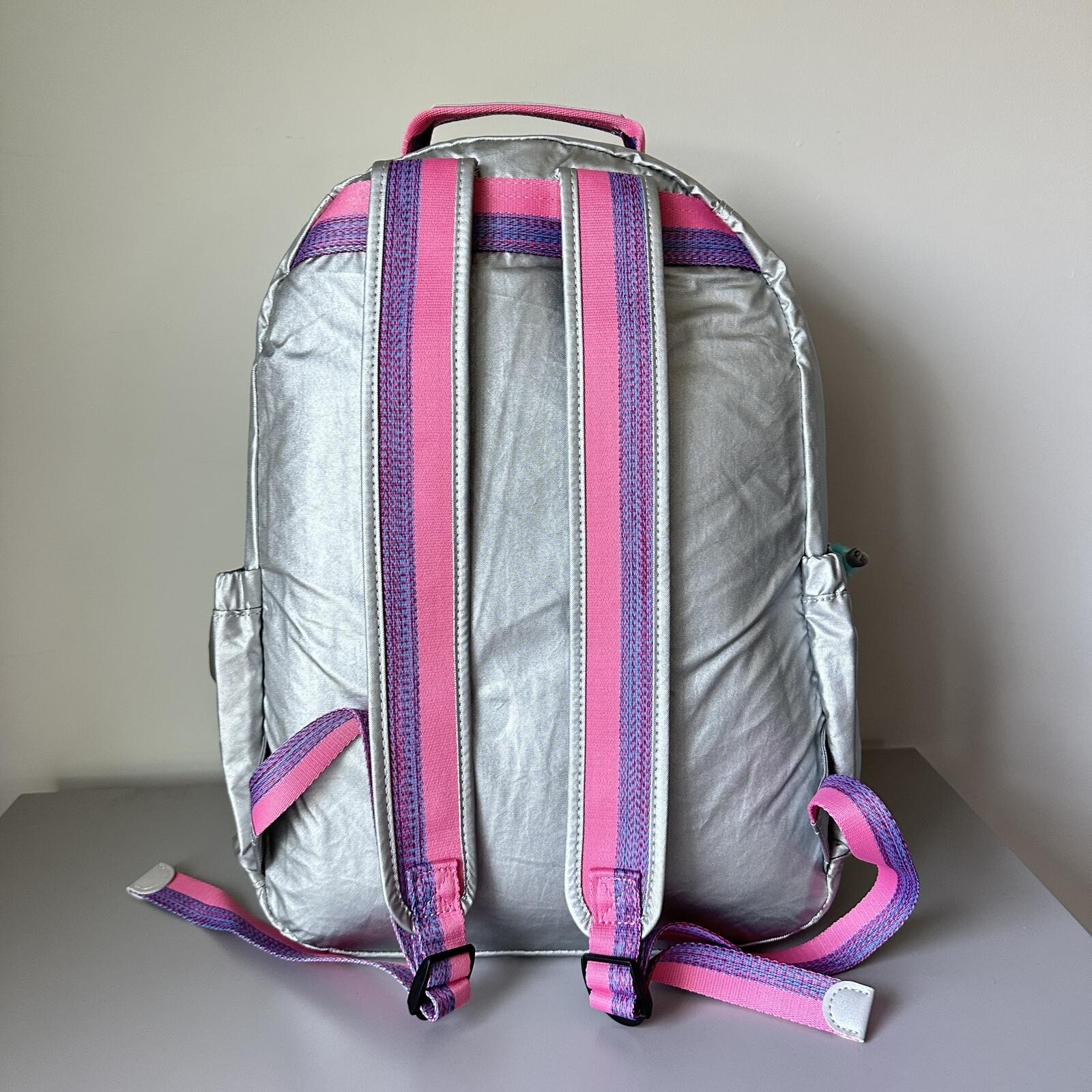 Kipling Seoul Up 17″ Laptop Extra Large Backpack in Metallic Silvery Fun NWT