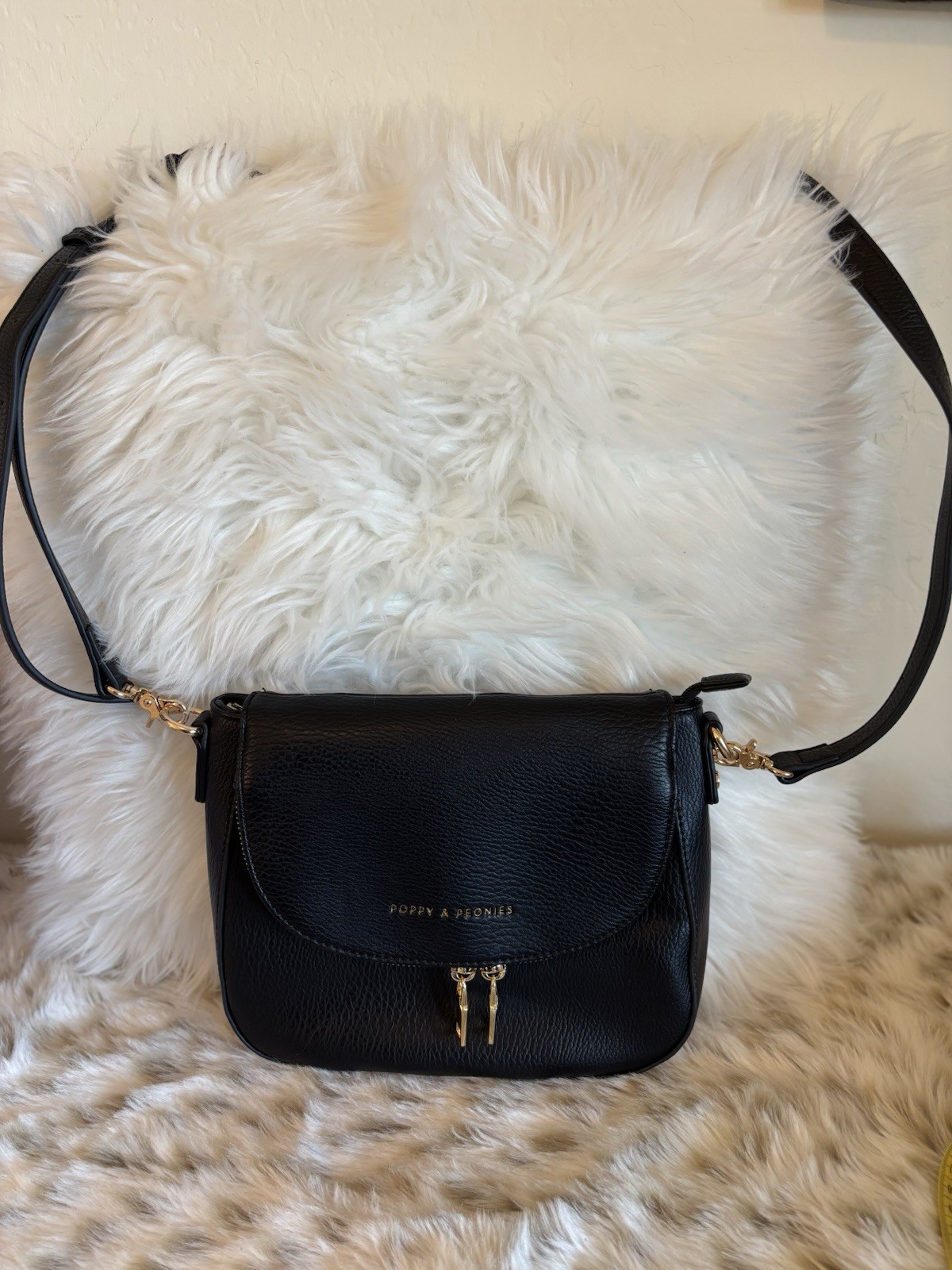 Poppy & Peonies Mini Downtown Black Tote Bag