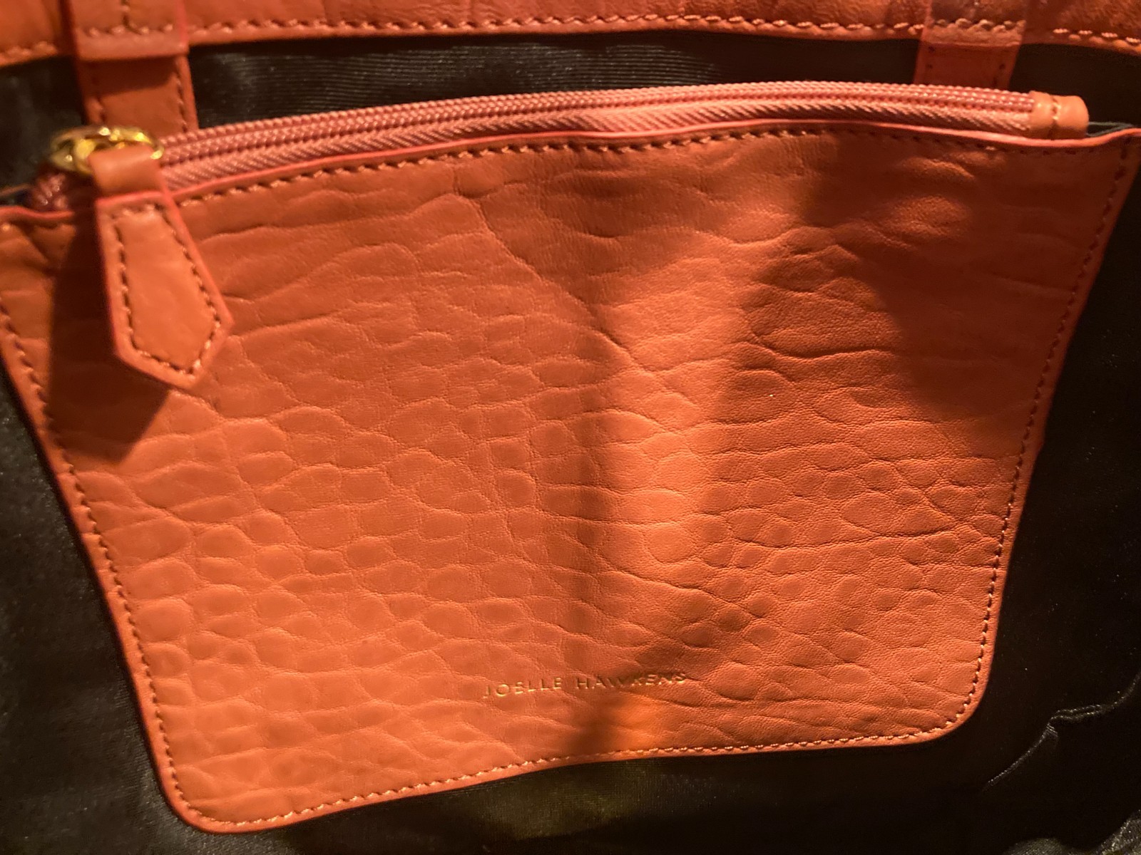 Joelle Hawkens Geometric Leather Tote Satchel Shoulder Bag Carryall Brown NWT