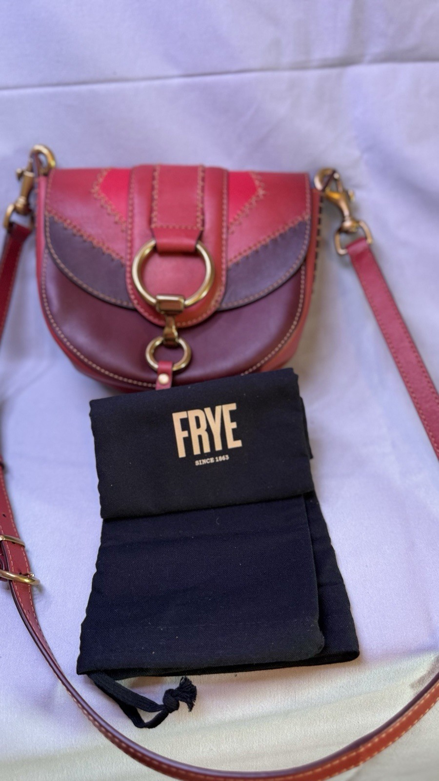 This is the Frye Ilana Colorblock Small Saddle Crossbody (Style 34DB495)