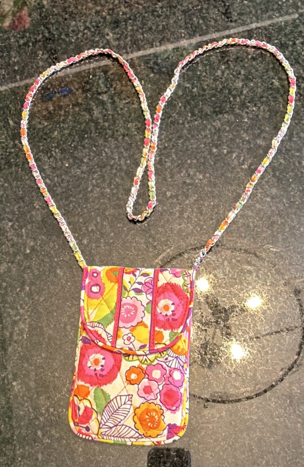 Vera Bradley Pink Floral Crossbody Phone Case Bag Chain Strap Magnetic