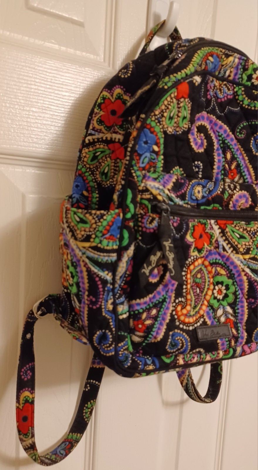 Vera Bradley Small Backpack Kiev Paisley Colorful Paisley on Black 12x9x5 Inches
