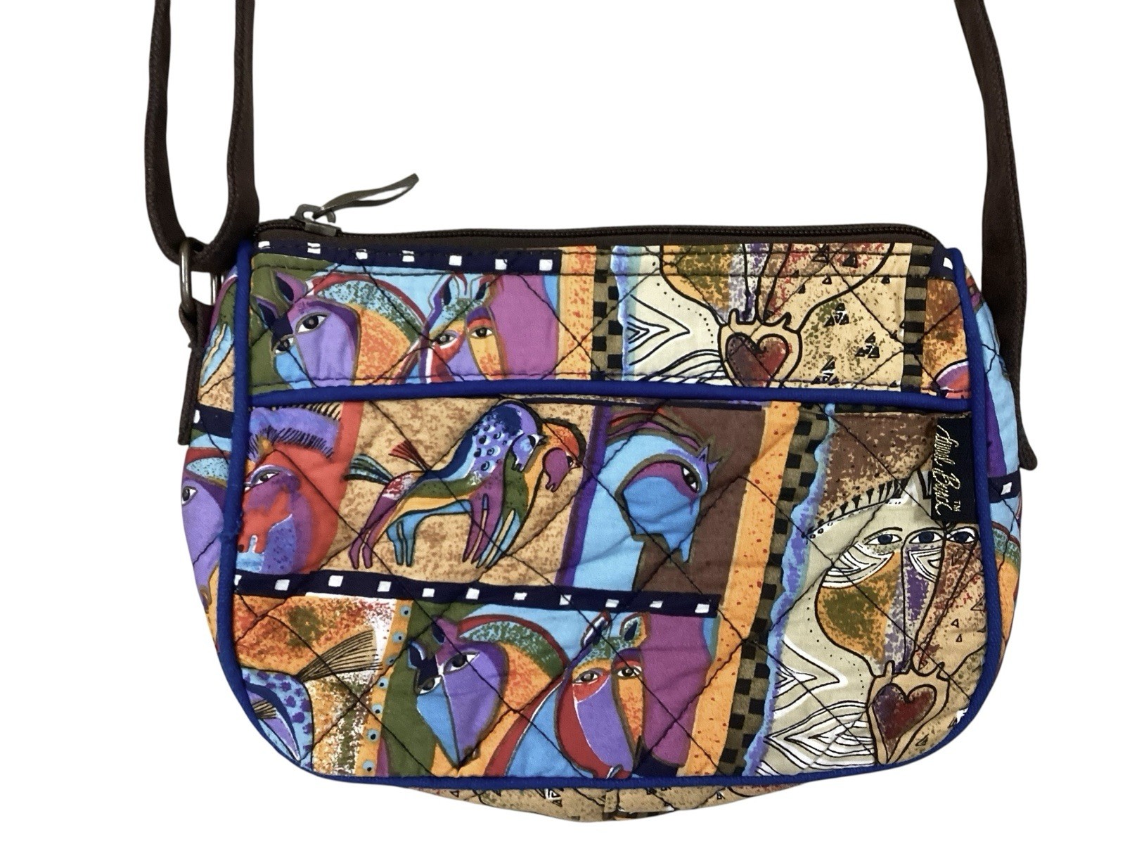 Laurel Burch Purse Shoulder Bag Quilted Blaze Multicolor Horse Print New