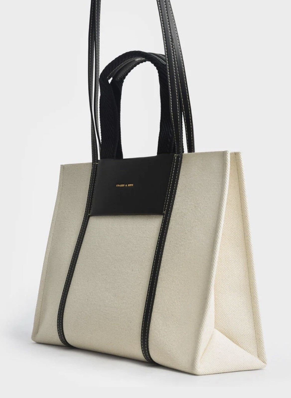 CHARLES & KEITH Shalia XL Tote Bag Multicolor Colorblock Magnetic Double Handle
