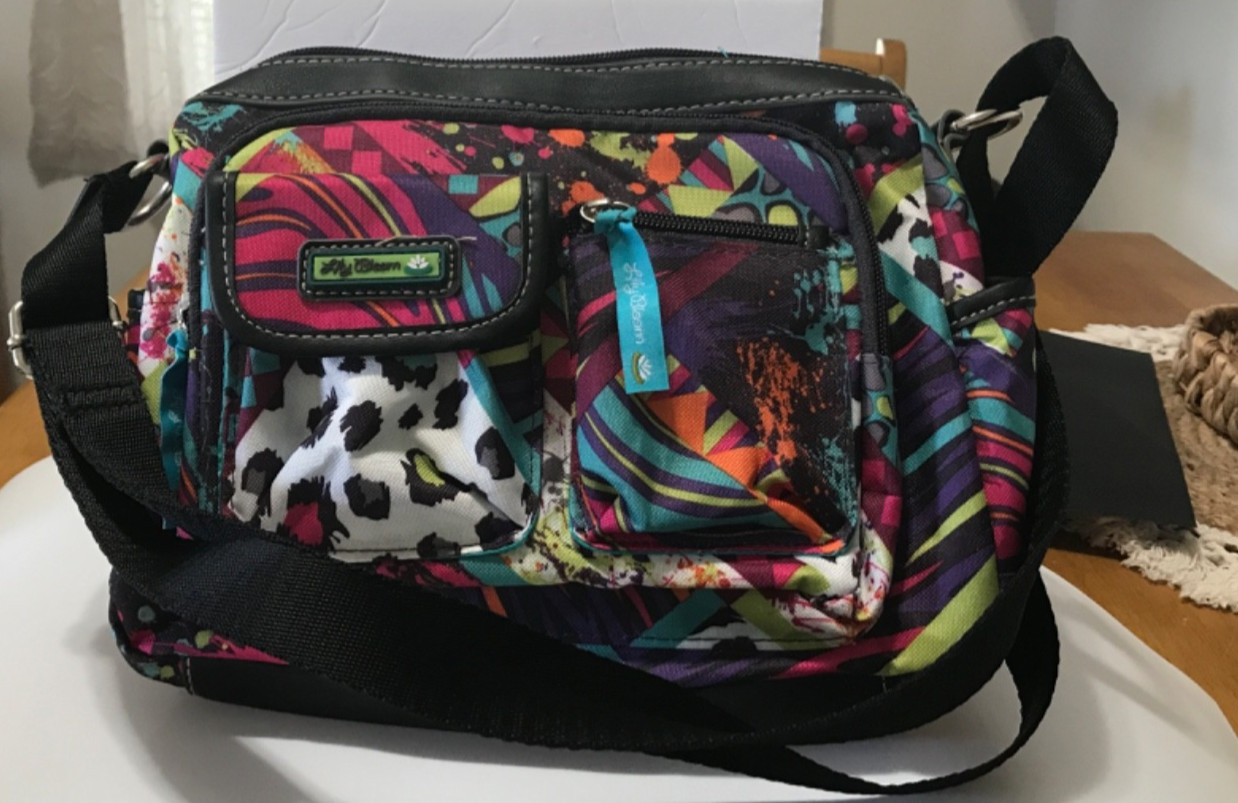 Lily Bloom Handbag Crossbody Adjustable Strap Zippered Pockets Multi Color New