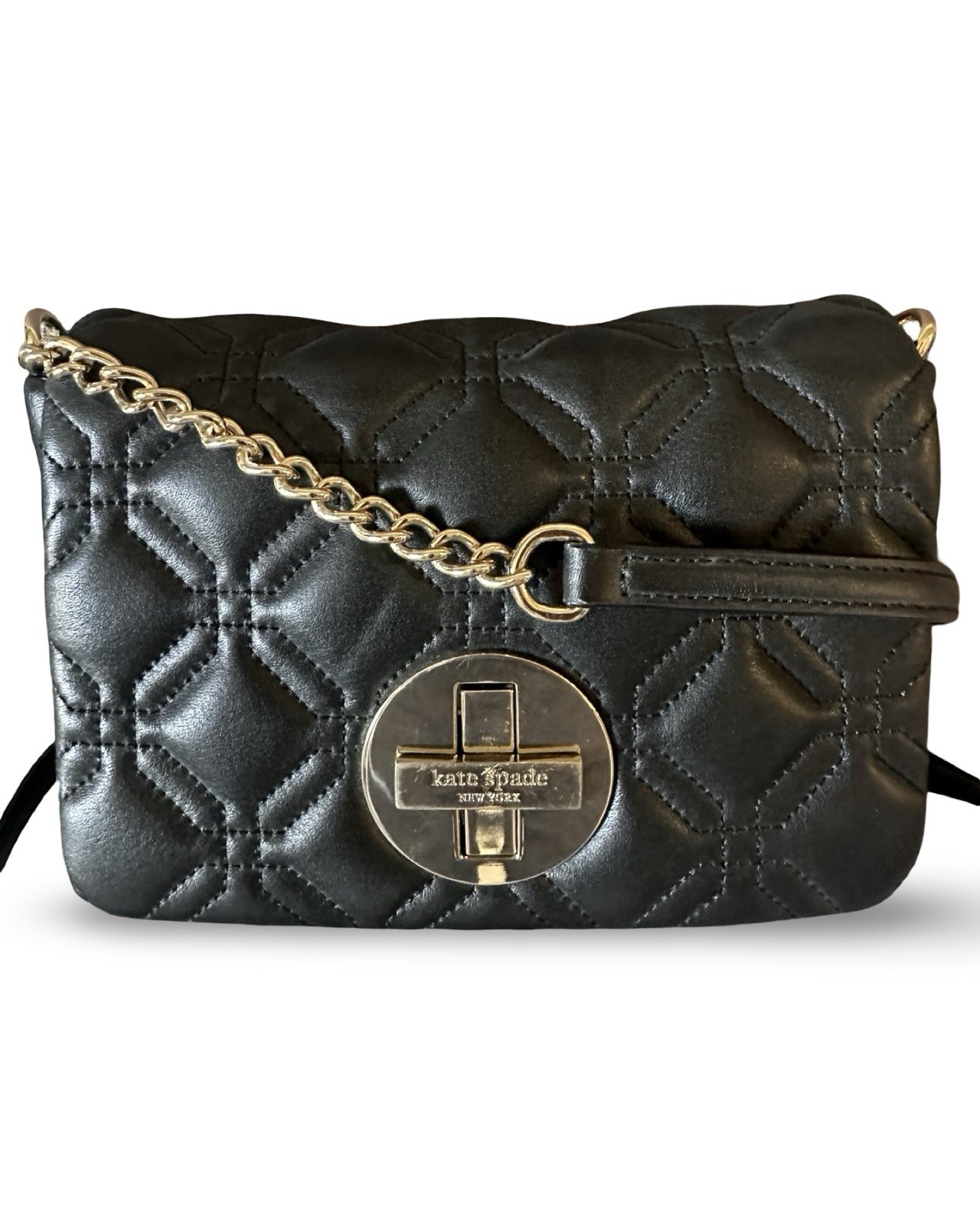 Kate Spade Black-Pink Leather Silver hardware Astor Court Naomi Crossbody Bag