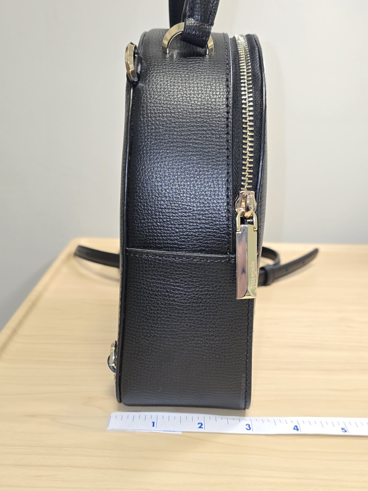 KATE SPADE Black Leather Mini Backpack Sequined French Bulldog w/ Wallet EUC