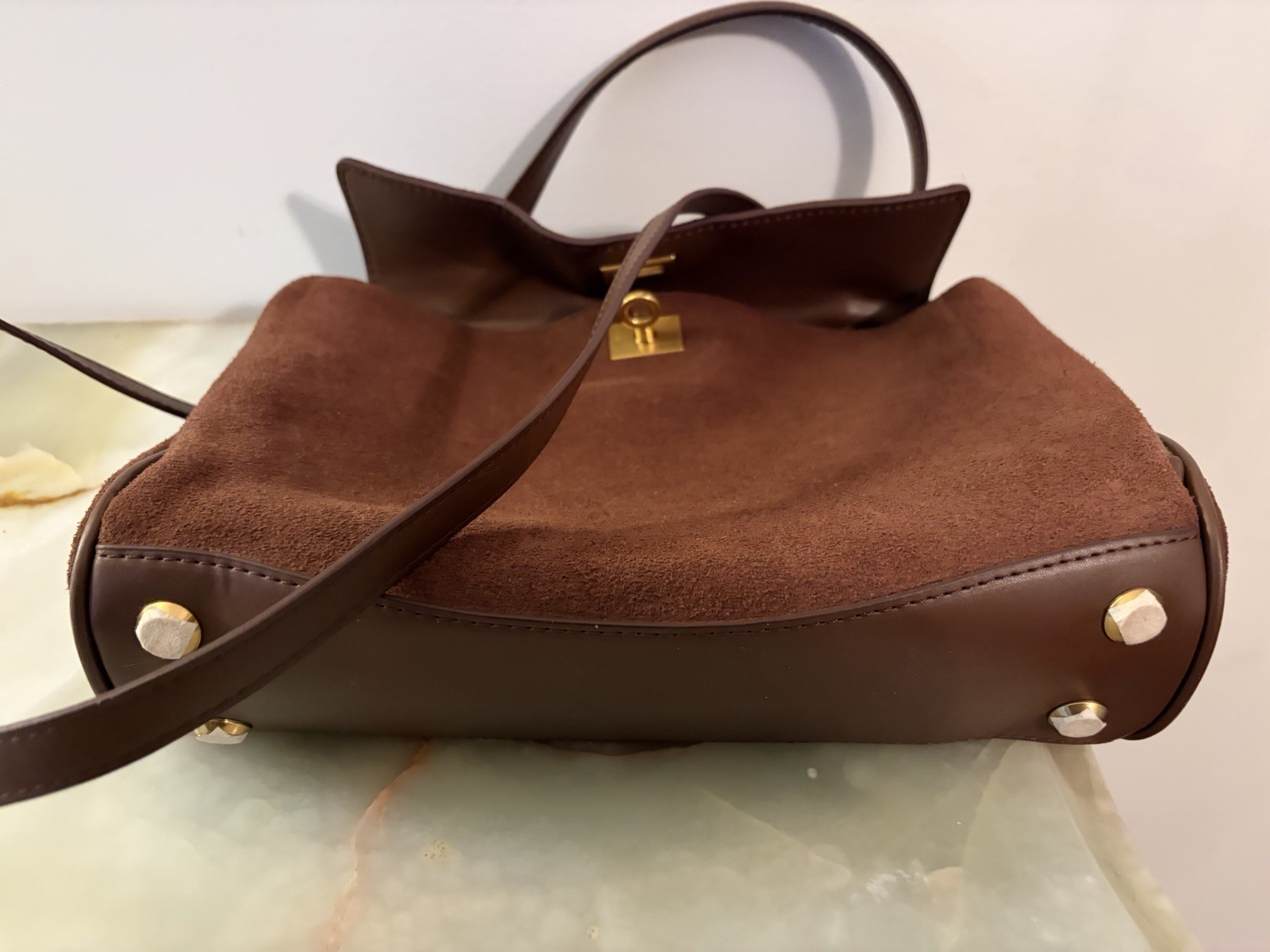 NWOT Verano Hill Lauryn Brown Genuine Suede Crossbody Bag
