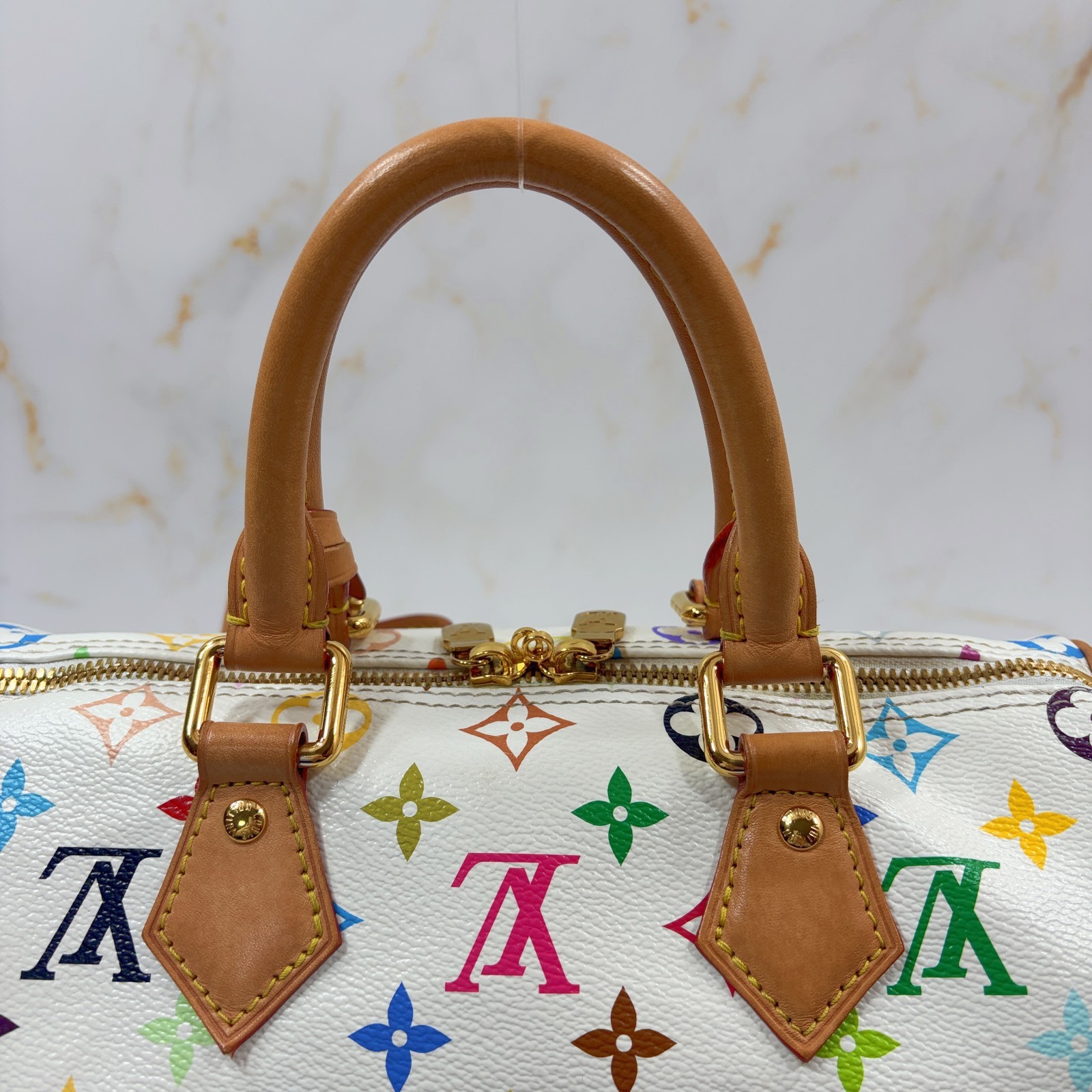 LOUIS VUITTON X Takashi Murakami Speedy 25 Bandoulière Handbag Bag White M13085