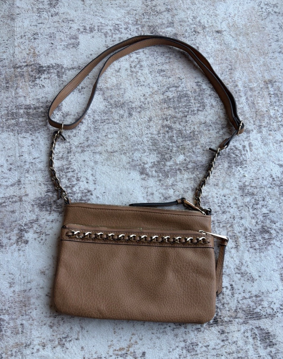 HOBO Small Brown Pebbled Crossbody Bag Zip Closure Detachable Strap Lined