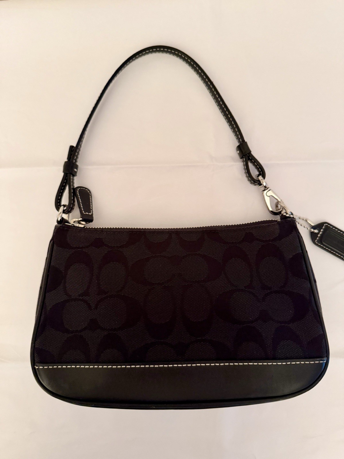 Vintage Coach Signature Demi 6094 Black Canvas Leather Shoulder Bag Y2K Wristlet
