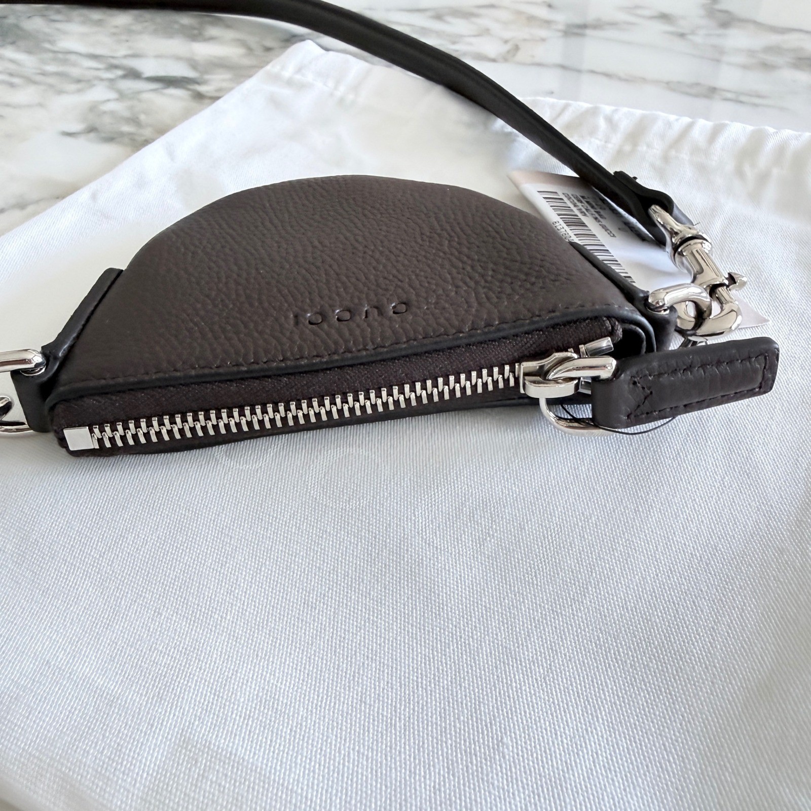 Gucci 821831 Cocoa Brown Pebbled Leather Mini Shoulder Bag with Web Stripe Strap