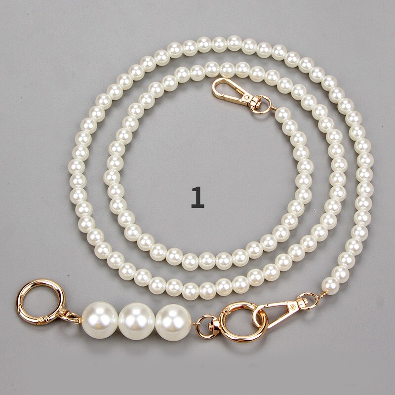 Replacement Beaded Bag Chain DIY Faux Pearl Shoulder Strap Cross Body Chic 120cm