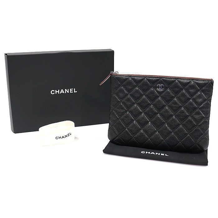 CHANEL Black Silver Classic Medium O Case Clutch (19 Series) 153748210 [P]