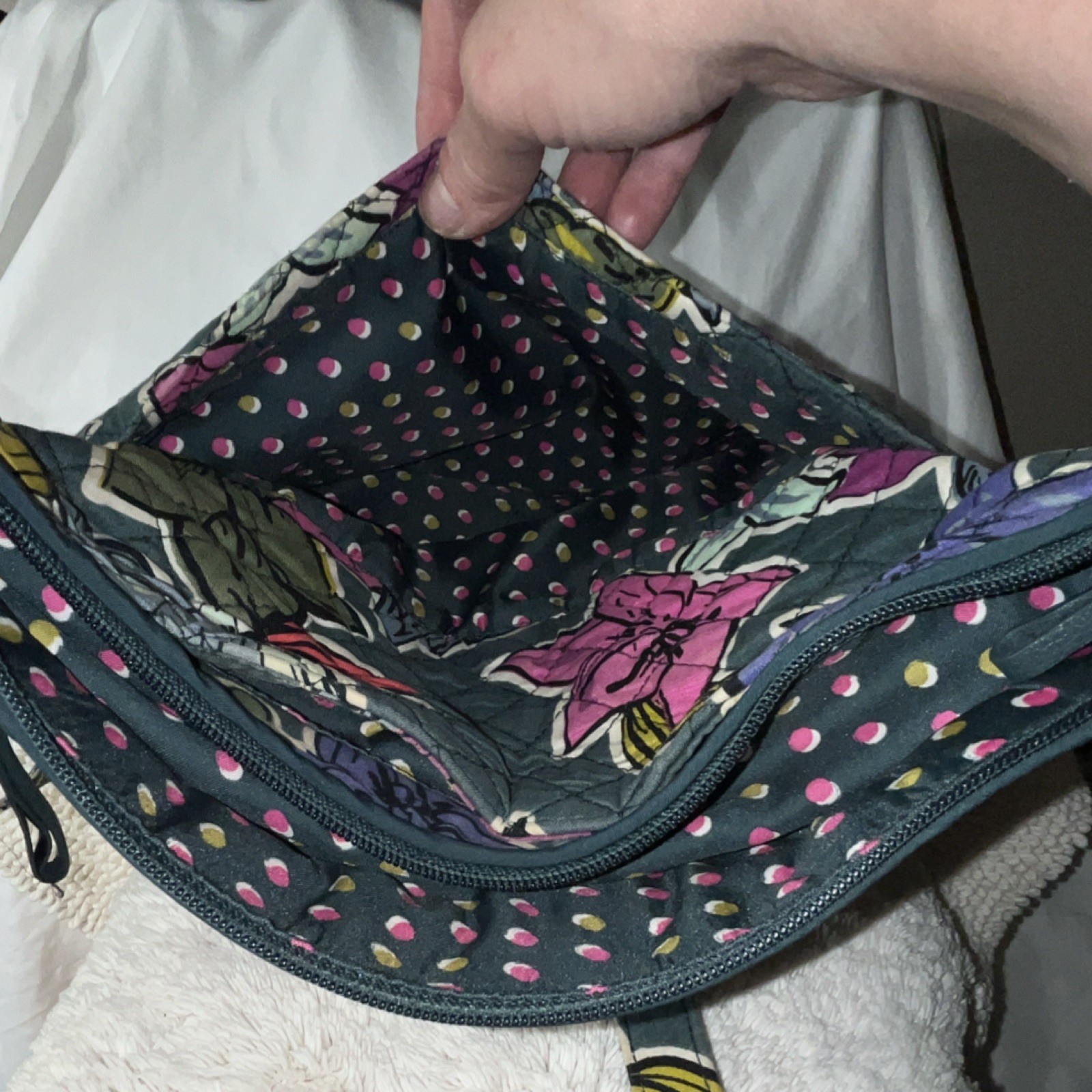 Vera Bradley Teal Multicolor Quilted Floral Shoulder Bag Adjustable Strap