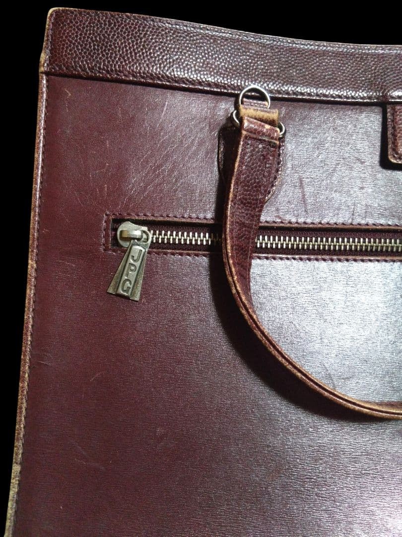 Jean Paul Gaultier Tote Shoulder Bag Leather Red Brown Mens Vintage from Japan