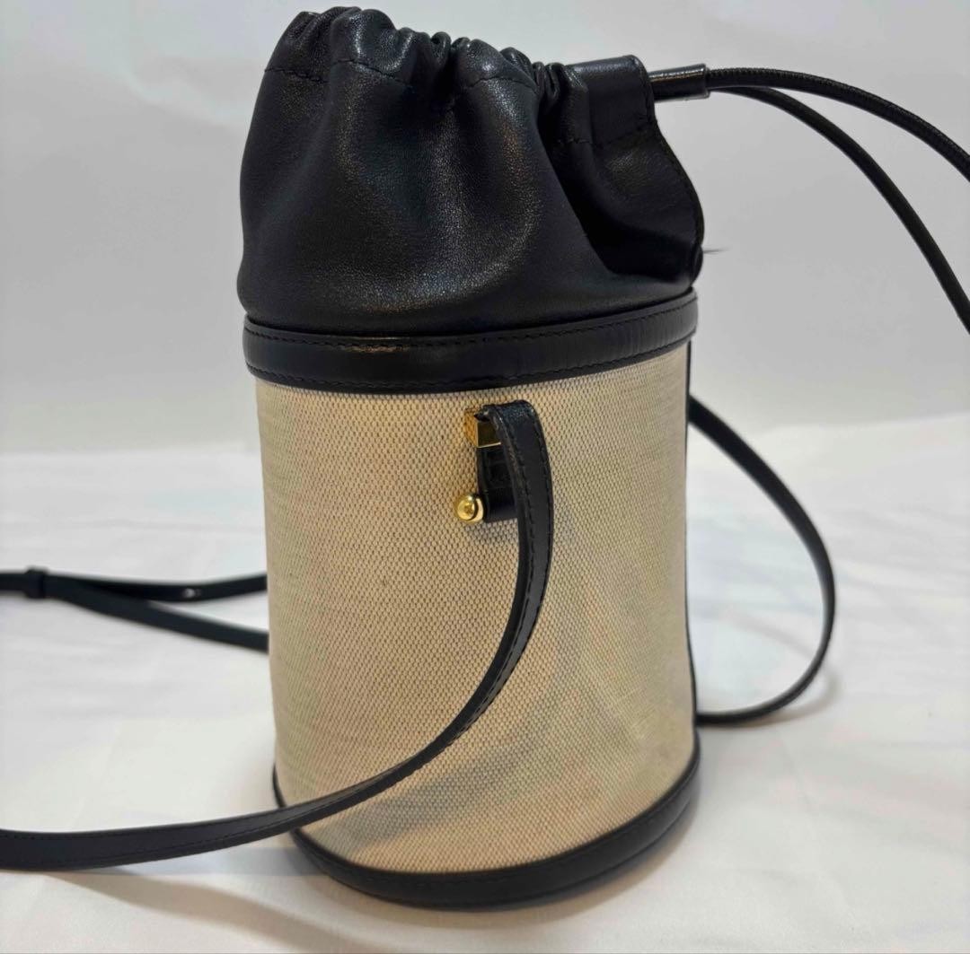JIL SANDER Leather x Canvas Shoulder Bag H20cm H7.9in Excellent