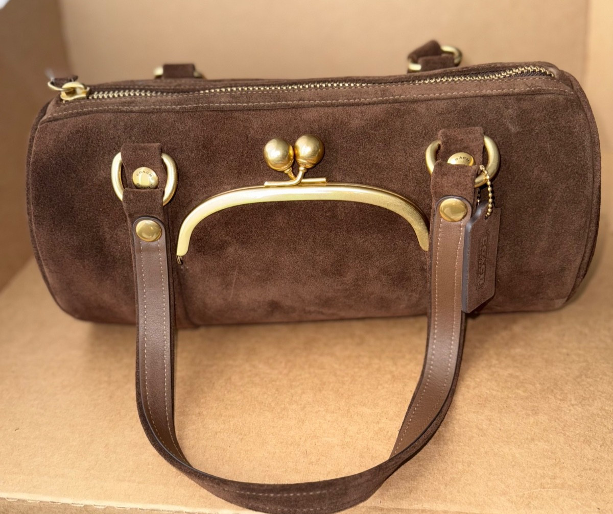 COACH Kisslock Barrel Bag CDT38 Spring 2026 Release NWT Caramel, Chocolate