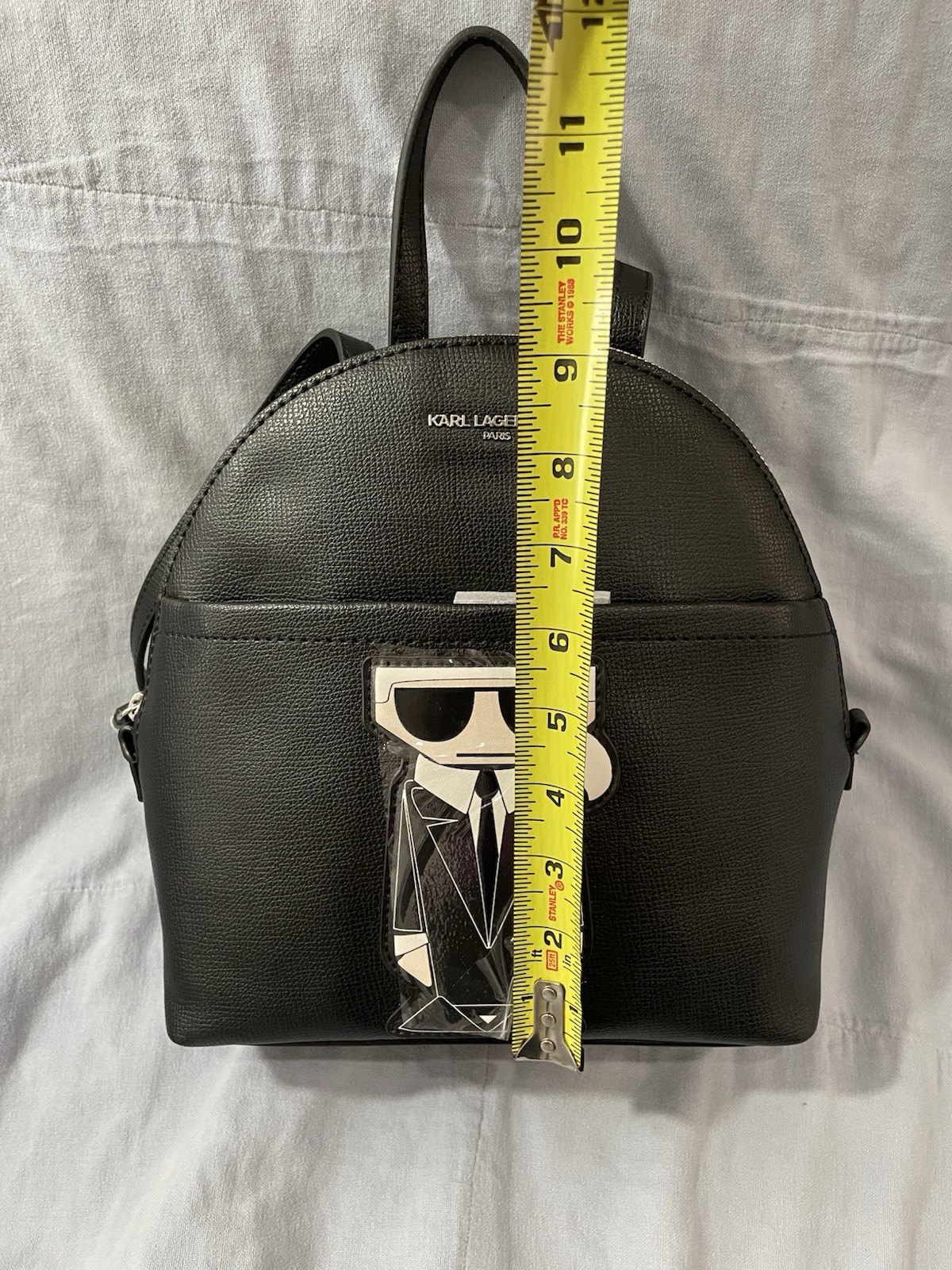 NEW Authentic Karl Lagerfeld Paris Black Slim Style Mini Backpack w/ Karl Image