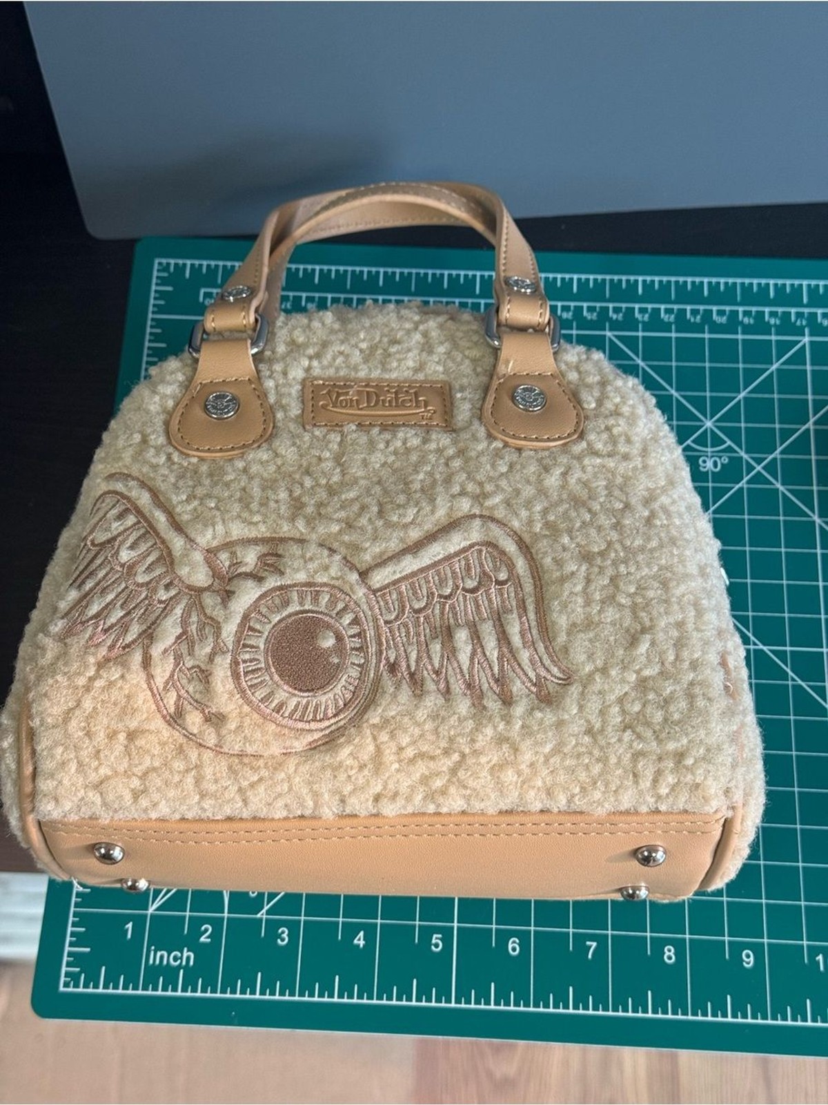 RARE Sold Out Von Dutch Beige Sherpa Bowling Bag