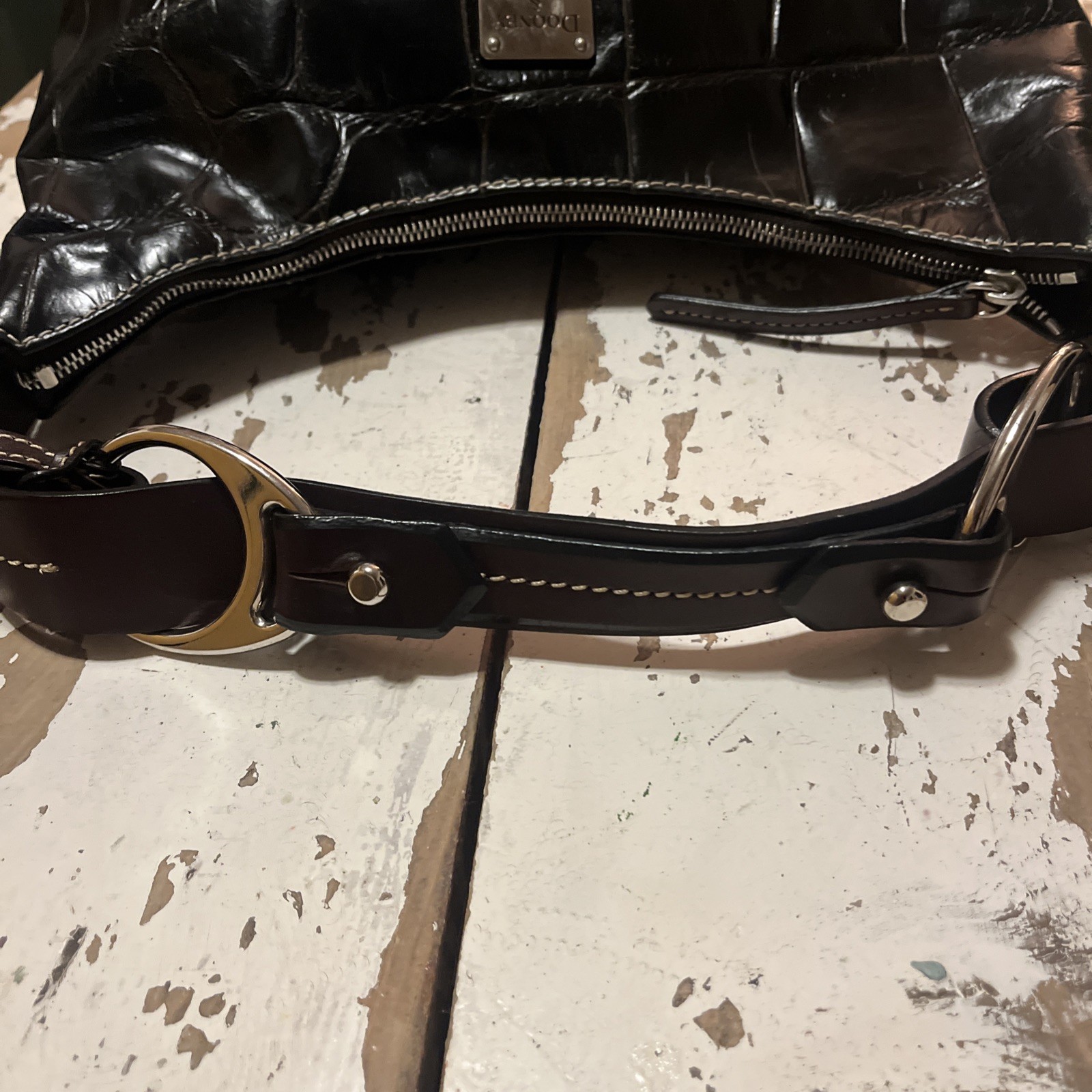 DOONEY & BOURKE-Harrison Brown Alligator Embossed Leather HOBO Bag W/ Dust Bag