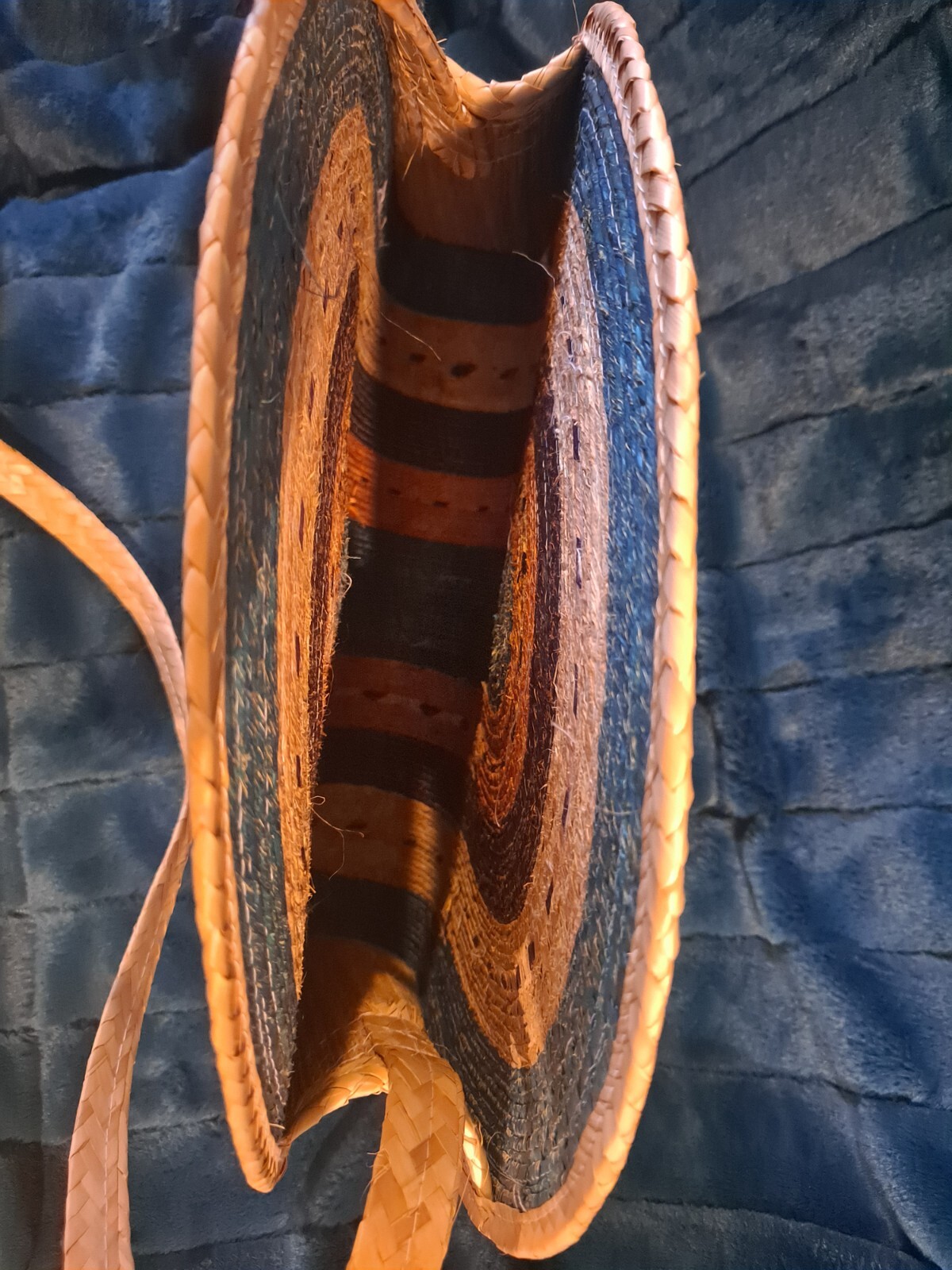 Large Multicolored Boho Sun Beach No Clasp Closure Crossbody Straw Bag Purse