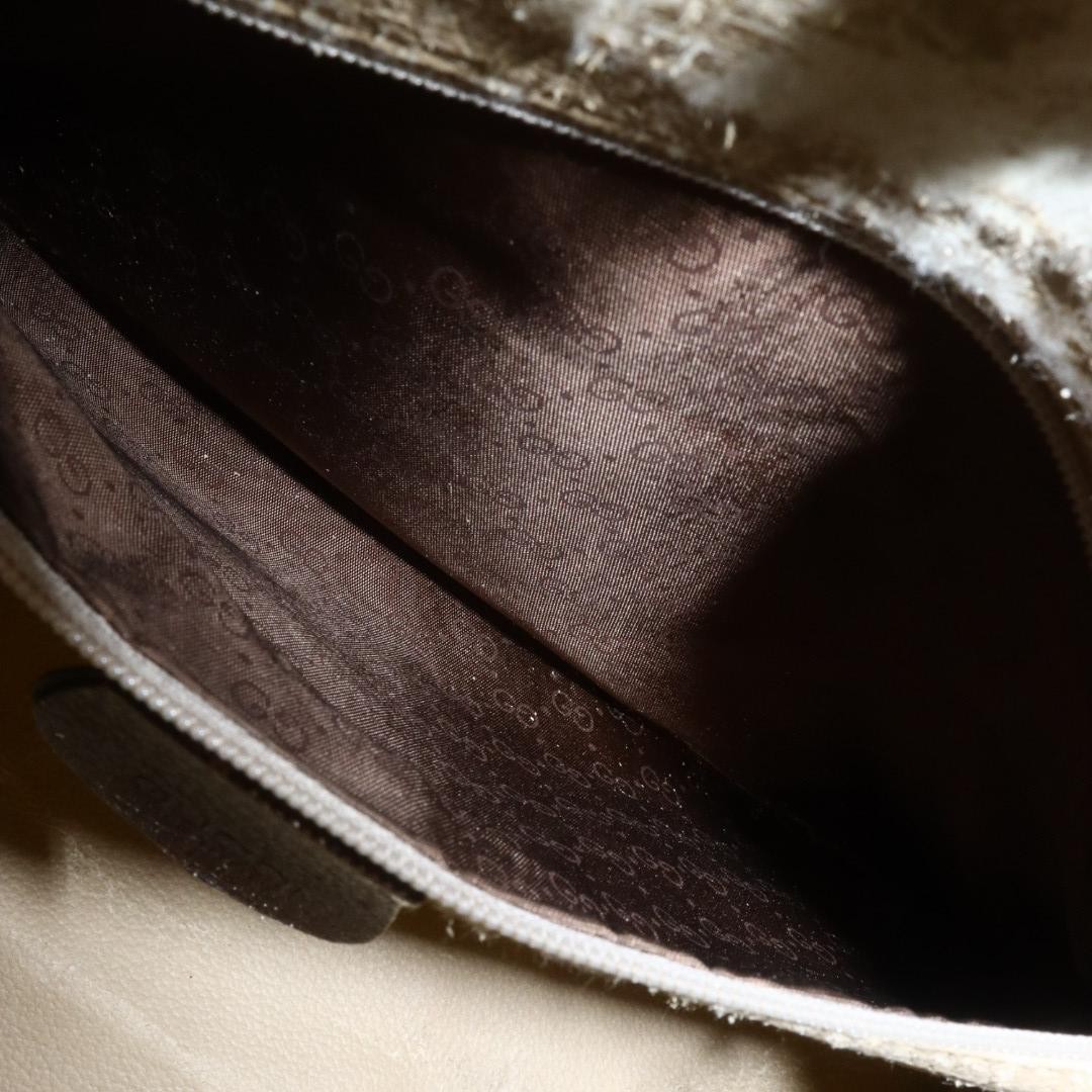 Gucci PVC canvas leather handbag, brown.